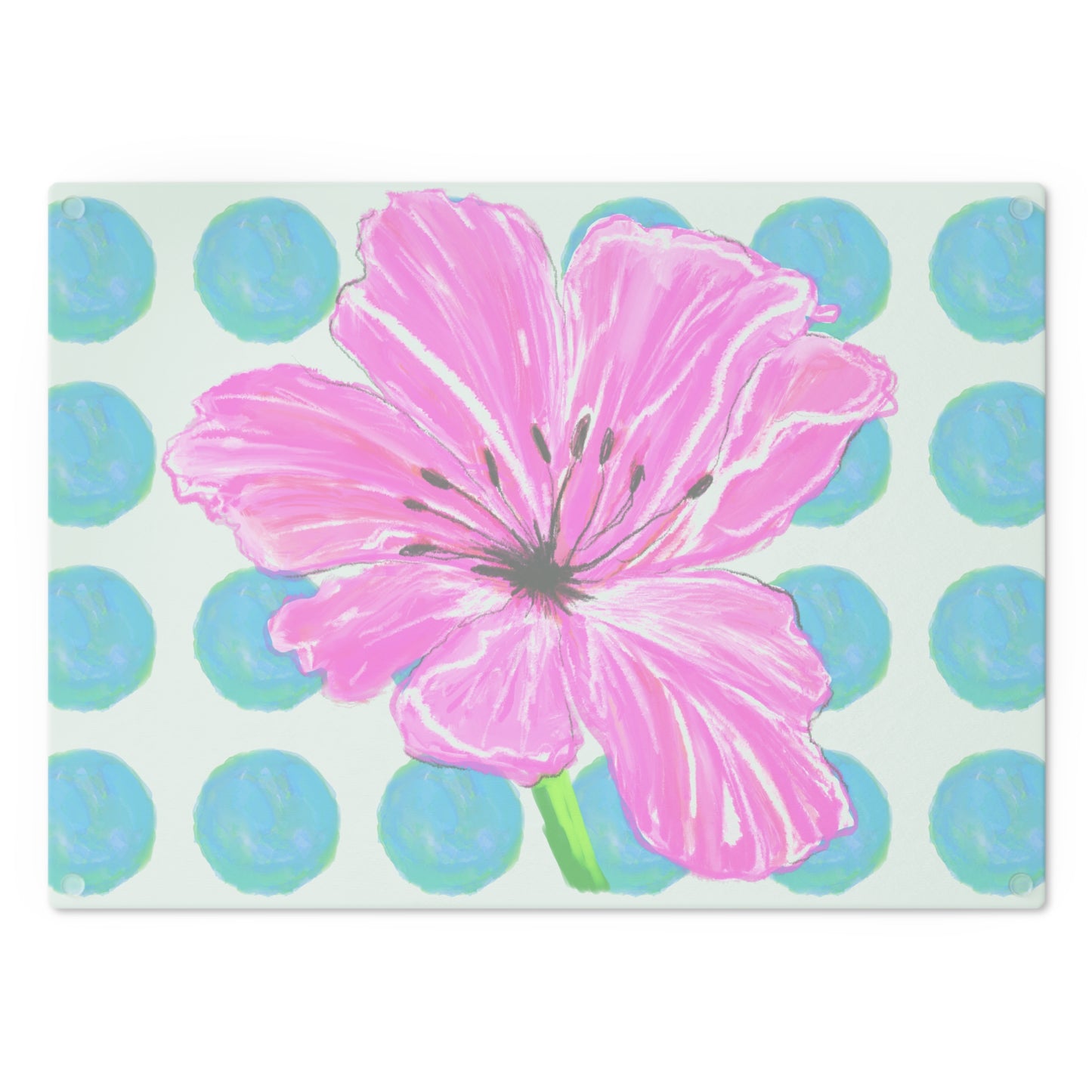 Dancing tulips Cutting Board Aqua Polka Dots