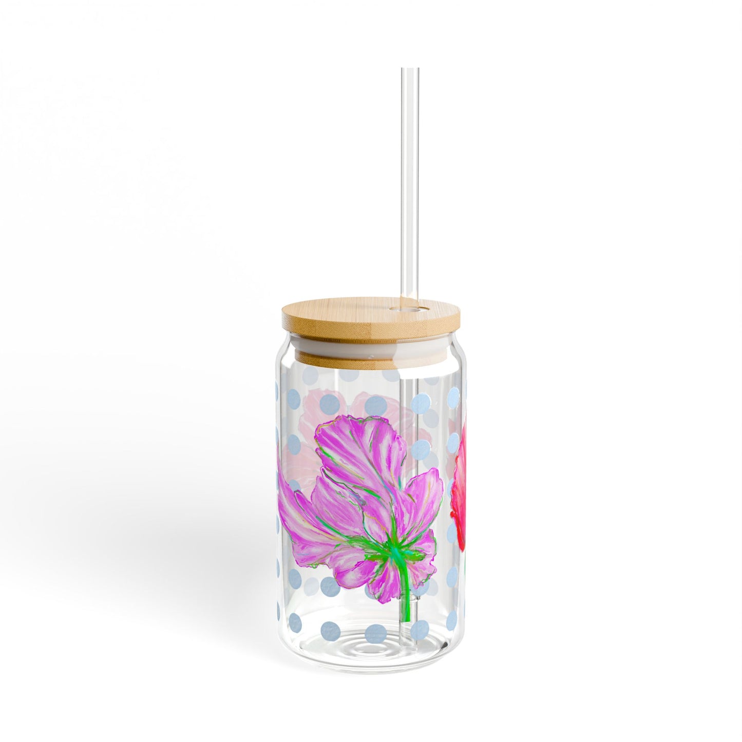 Vibrant Tulips Sipper Glass, 16oz  Raspberry, Pink