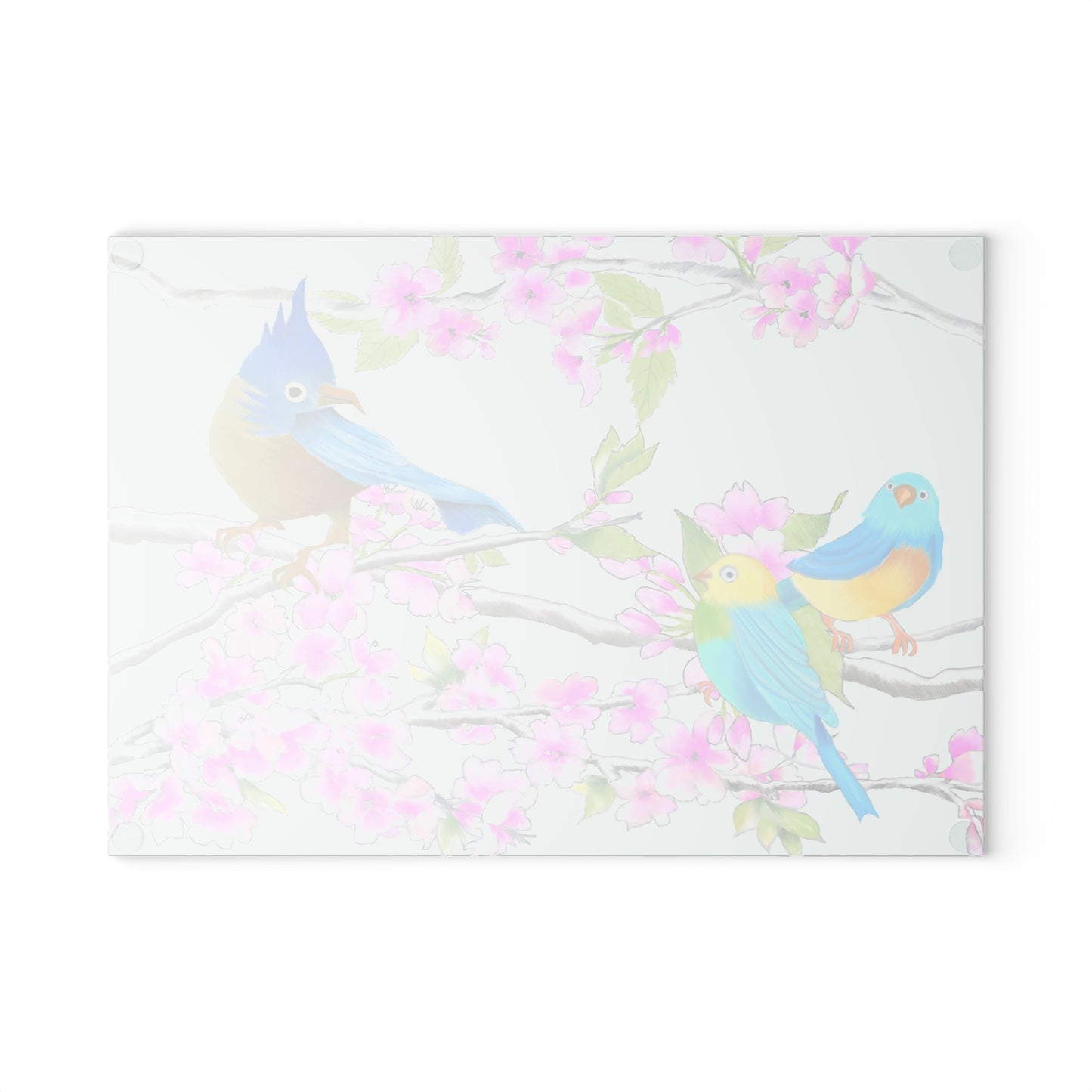 Cherry Chirp Glass Cutting Board