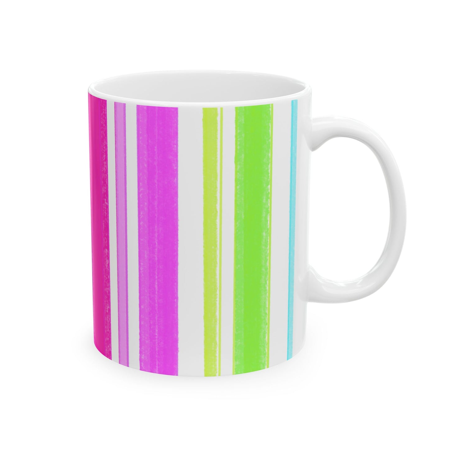 Butterfly Flutterstripe Ceramic Mug, Pink, Green, Aqua ( 2 sizes available 11oz and 15oz)