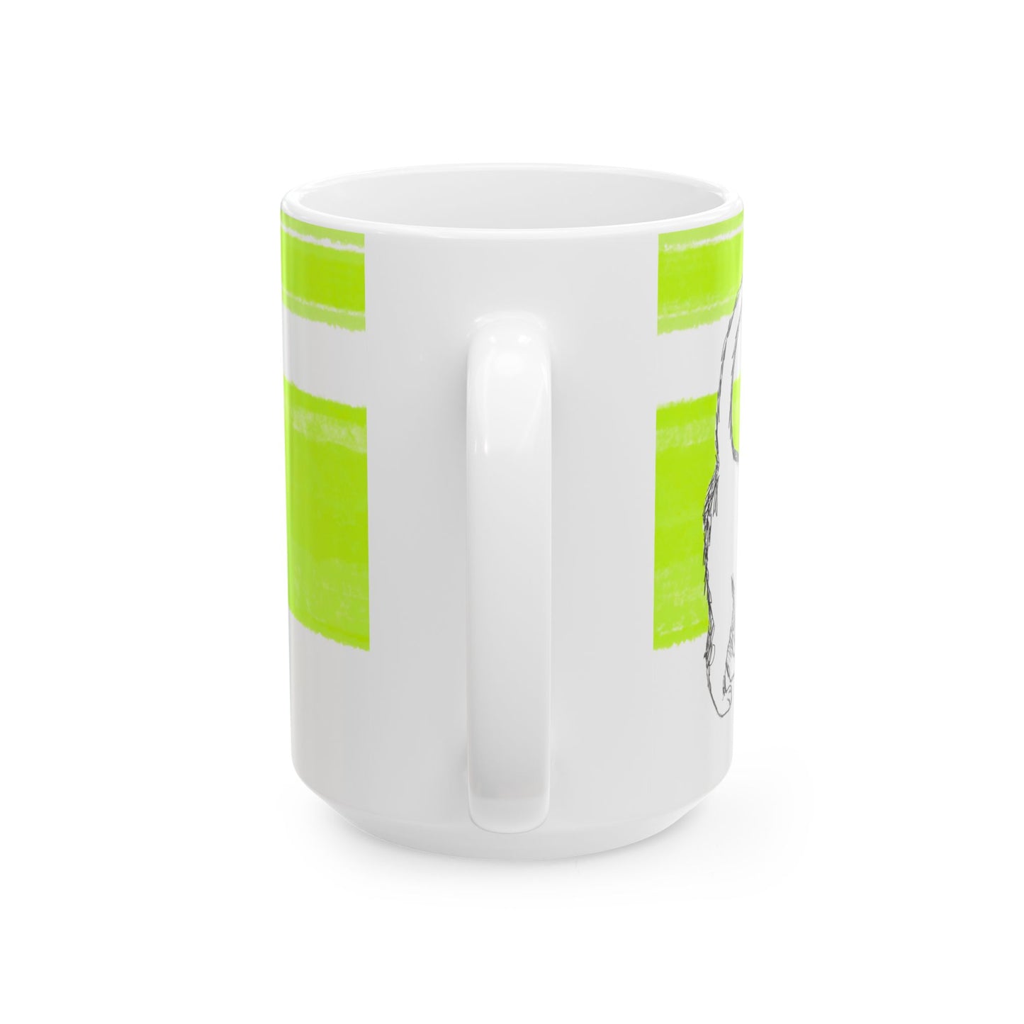 Mega Stripe Kitty Butterfly Flutter Ceramic Mug Lime