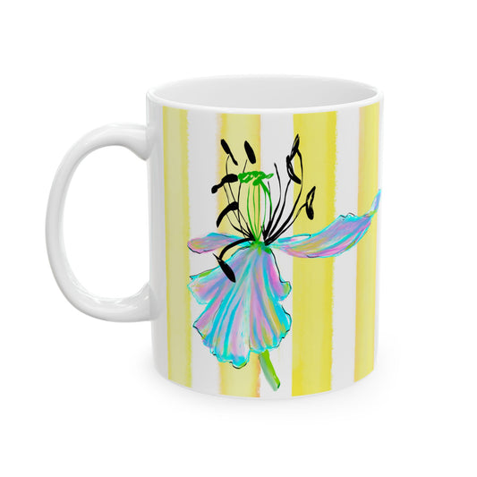 Dancing Tulips Mug Yellow Blue