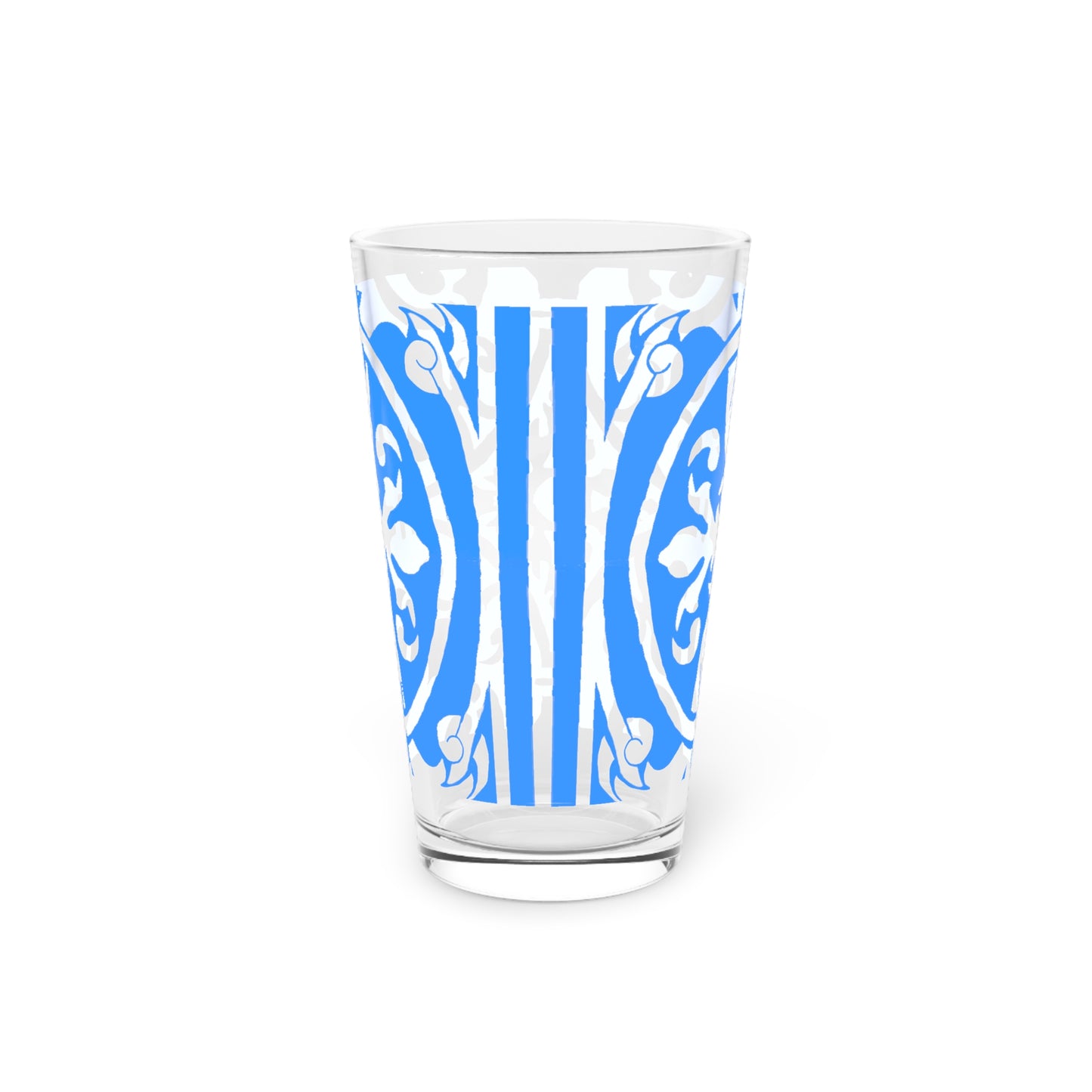 Scrollwork Pint Glass Blue