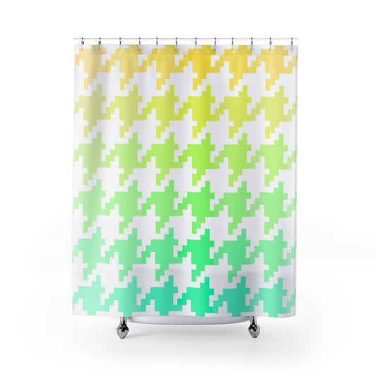 Houndstooth Fun Shower Curtains Yellow/green