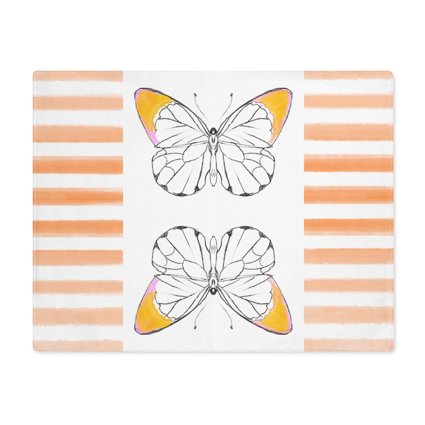 Butterfly Chroma Stripe Placemat, 1pc, Orange, Cotton(Fabric Background Creamy White)