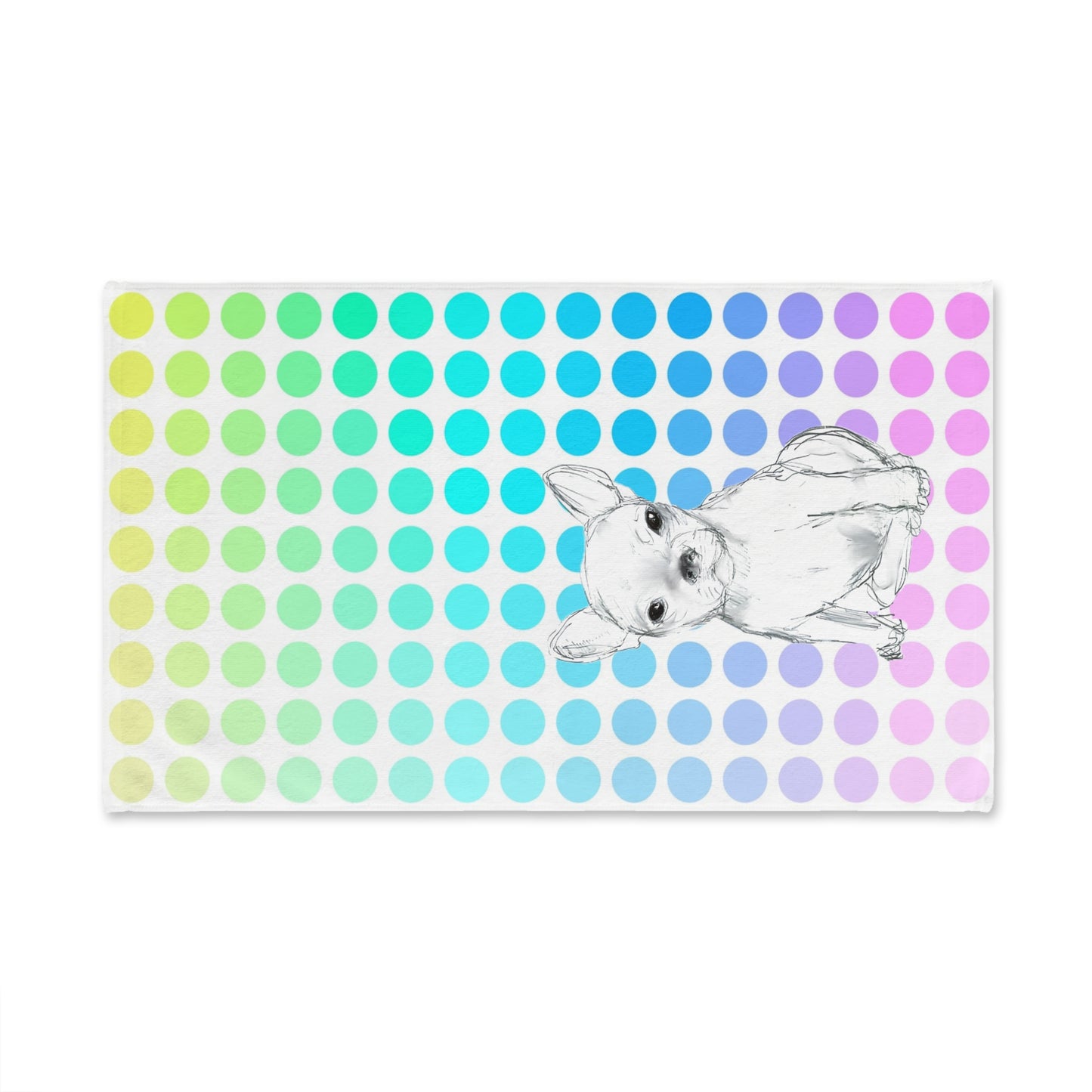 Dogi Fun Hand Towel, Chihuahua and Multi-Color Polka Dots