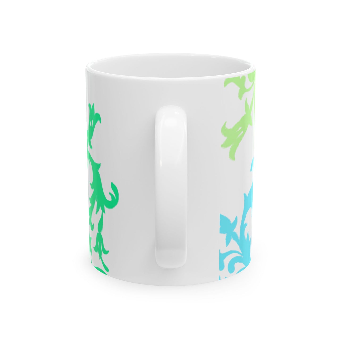 Scrollwork Ceramic Mug Green Aqua
