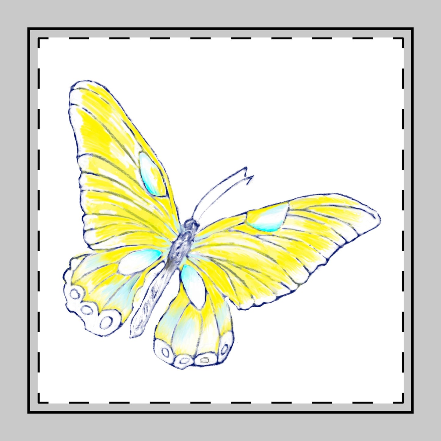 Butterfly Swing Cotton Twill Napkin, Yellow, Fabric Background Creamier White