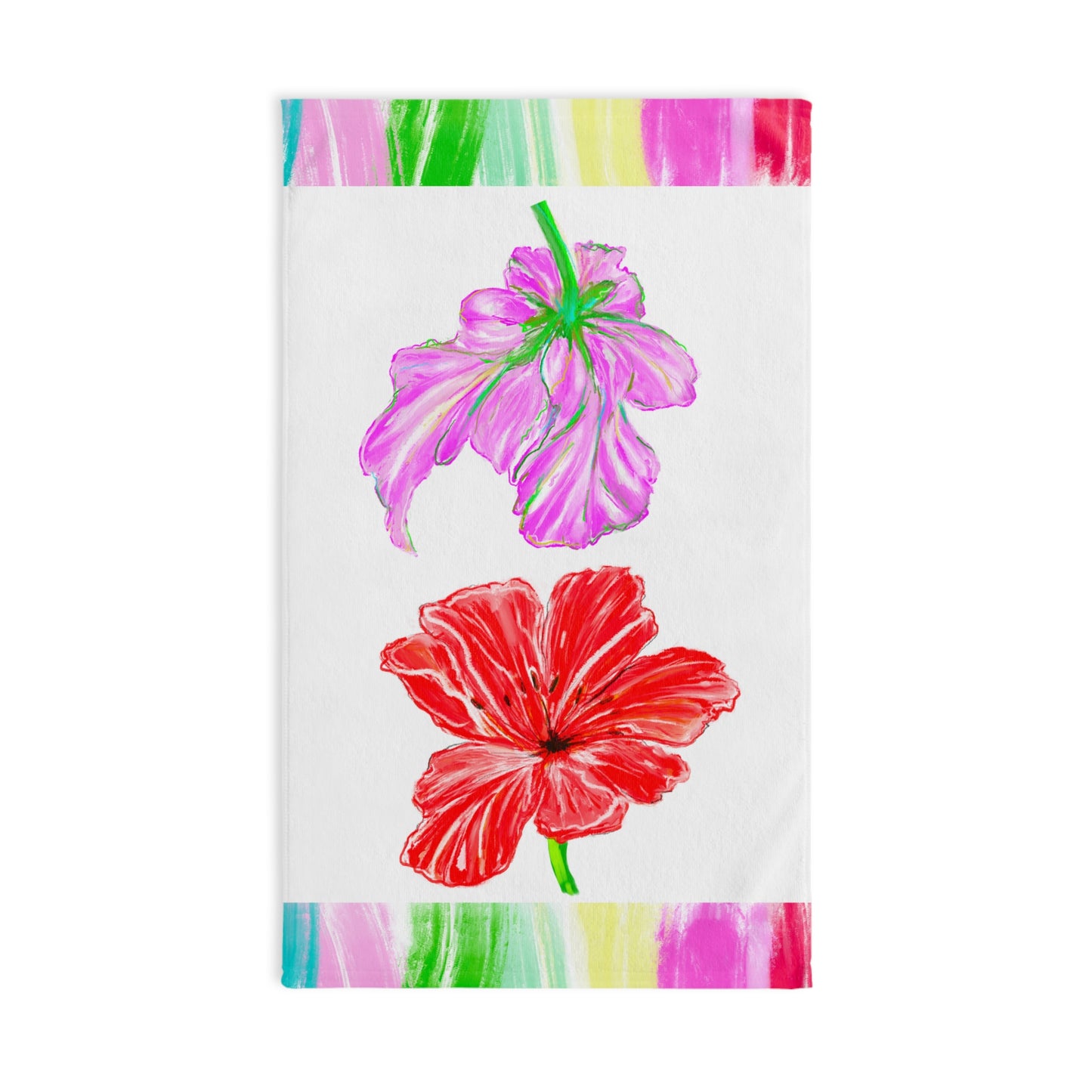 Dancing Tulips Hand Towel Red Lilac