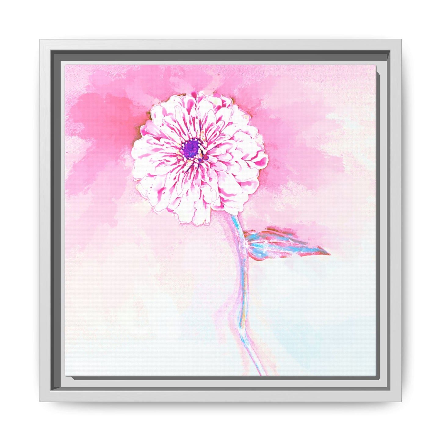 Zinnia Color Splash Matte Canvas Light Pink Framed
