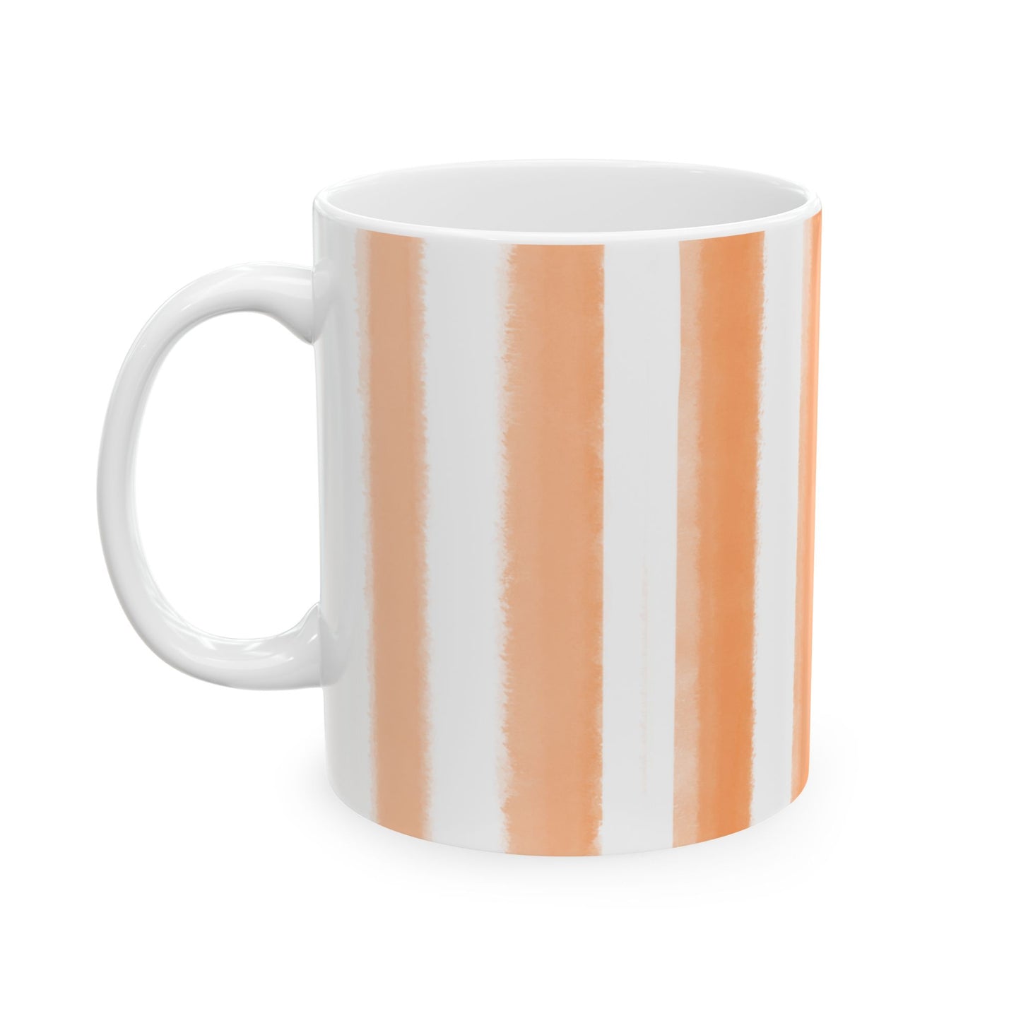 Watercolor Stripe Ceramic Mug in Orange, 11oz