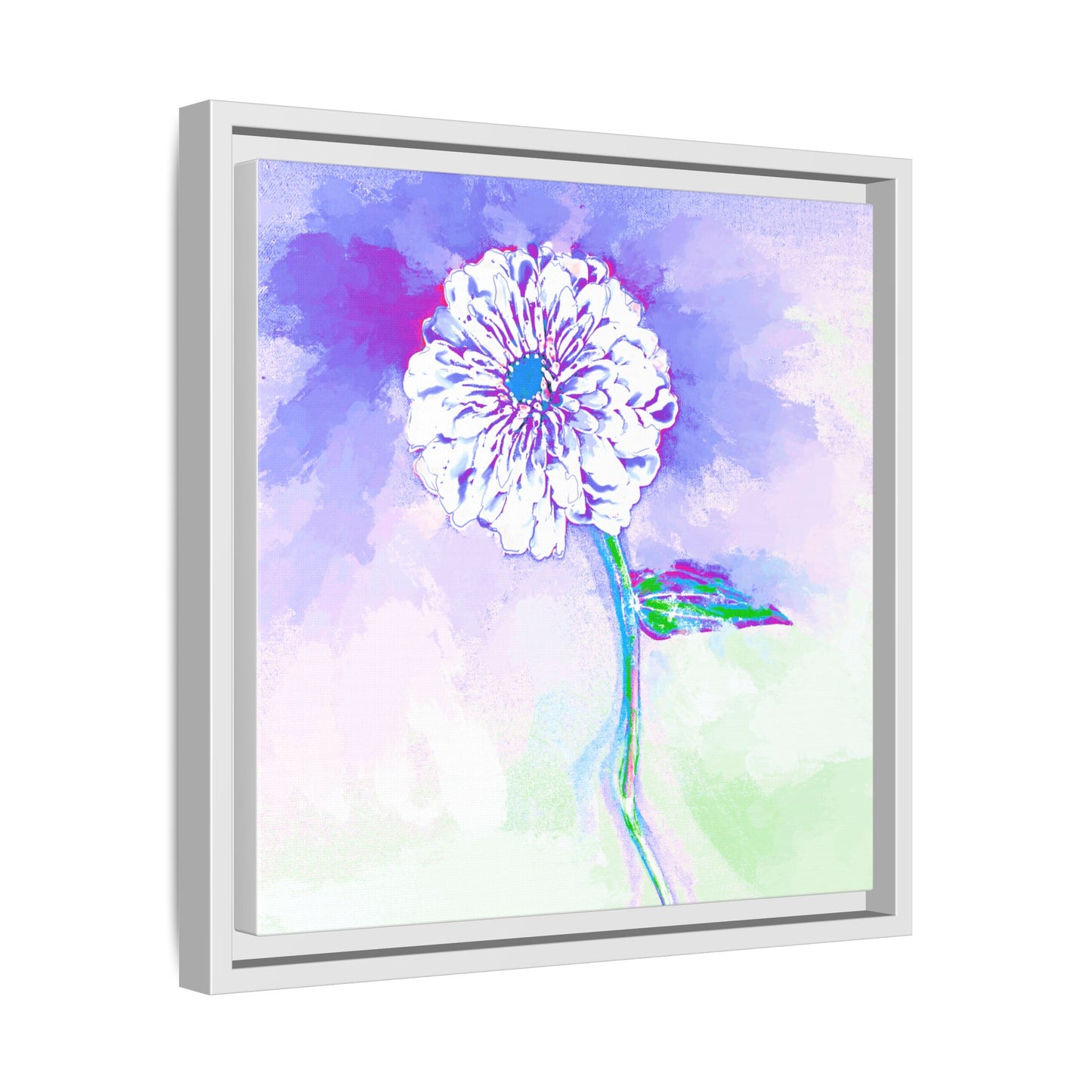 Zinnia Color Splash Matte Canvas Purple Framed
