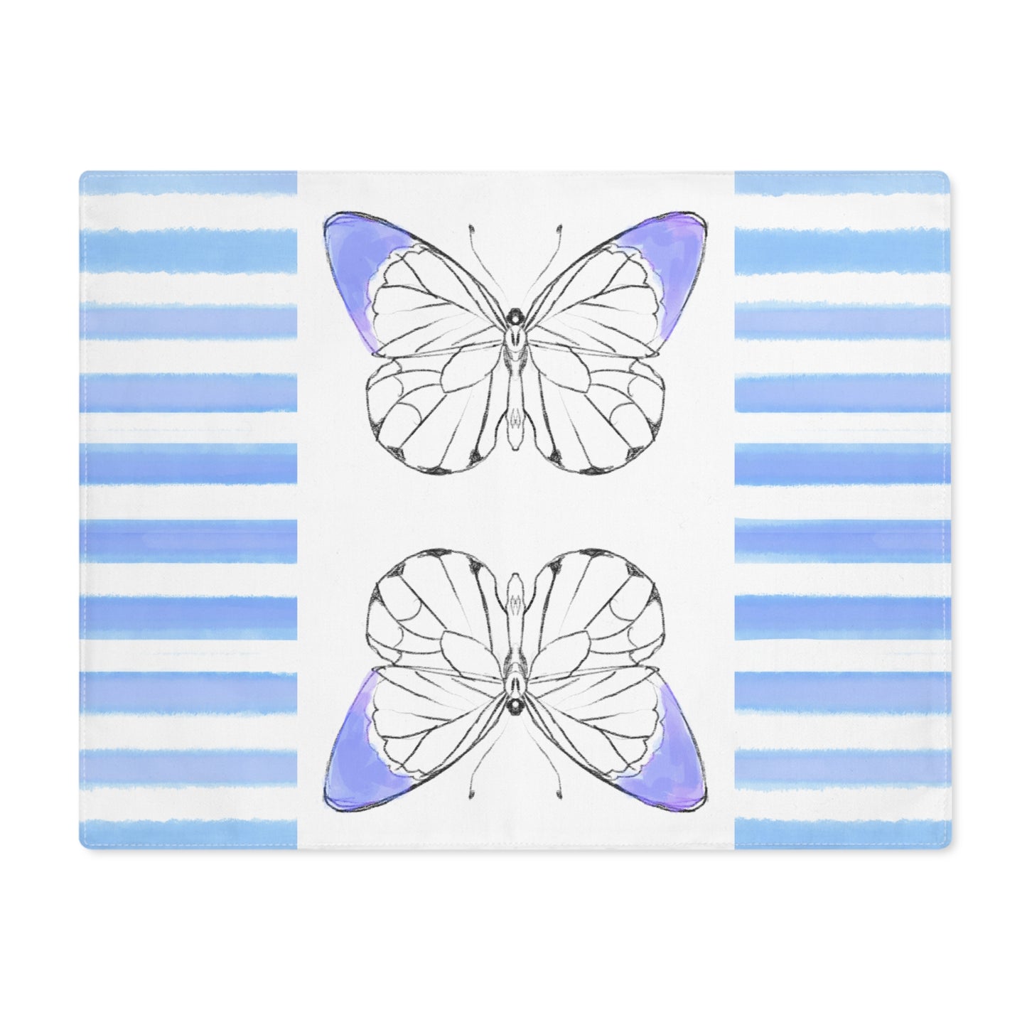 Butterfly Chroma Stripes Placemat, Cotton 1pc, Periwinkle Blue (Background Fabric Creamy White)