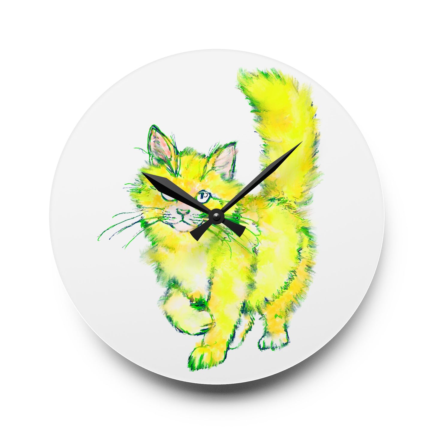 Colorful Cats & Dogs Wall Clock in Yellow