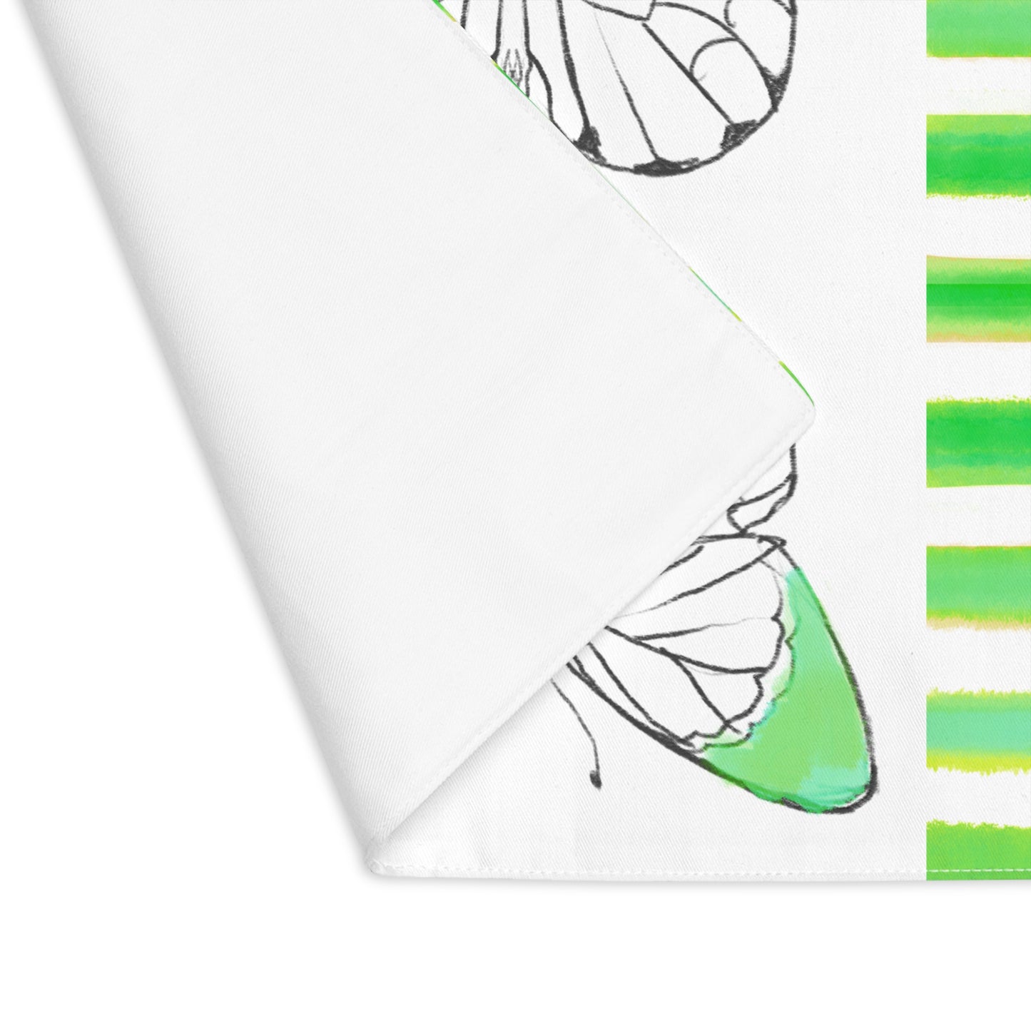 Butterfly Chroma Stripe Placemat, 1pc, Darker Green, Cotton, (Fabric Background Creamy White)
