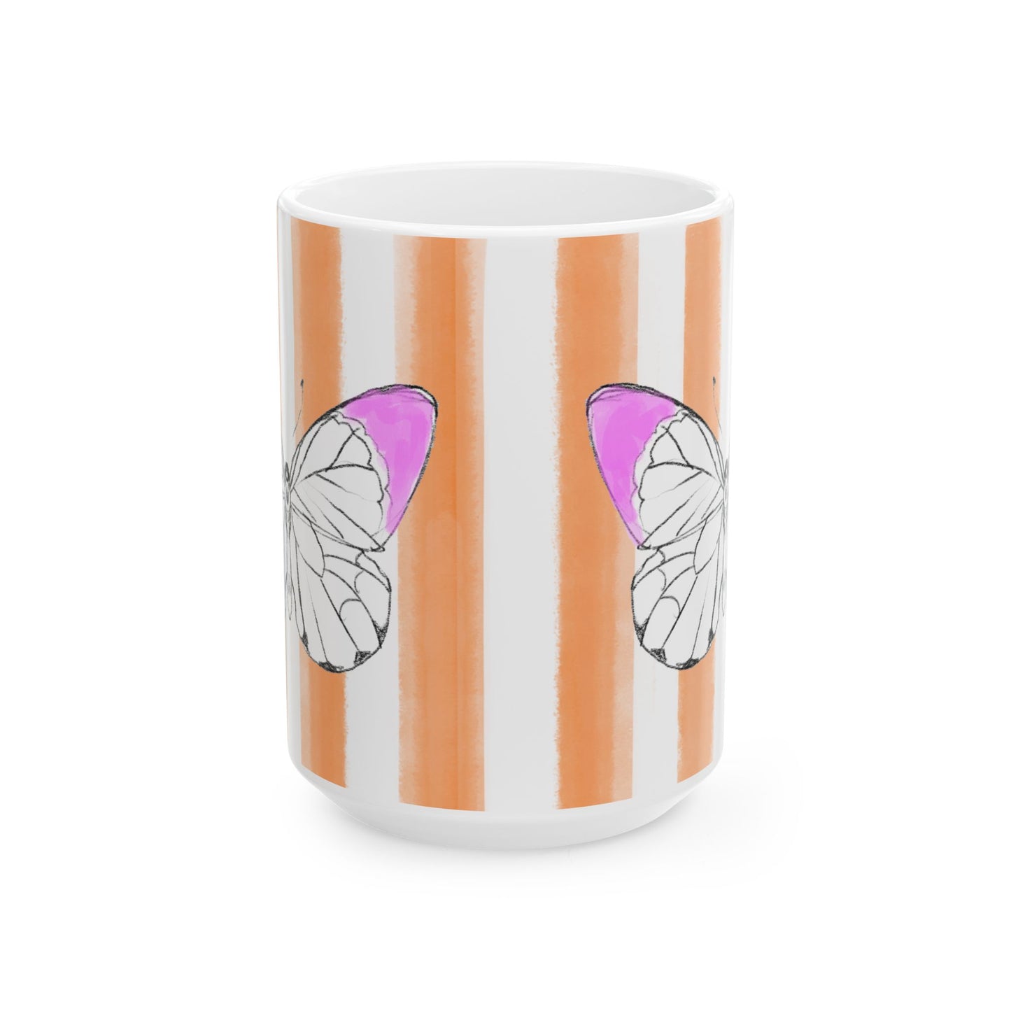 Mugs Butterfly Stripe Flutter in Lavender with Orange Stripes