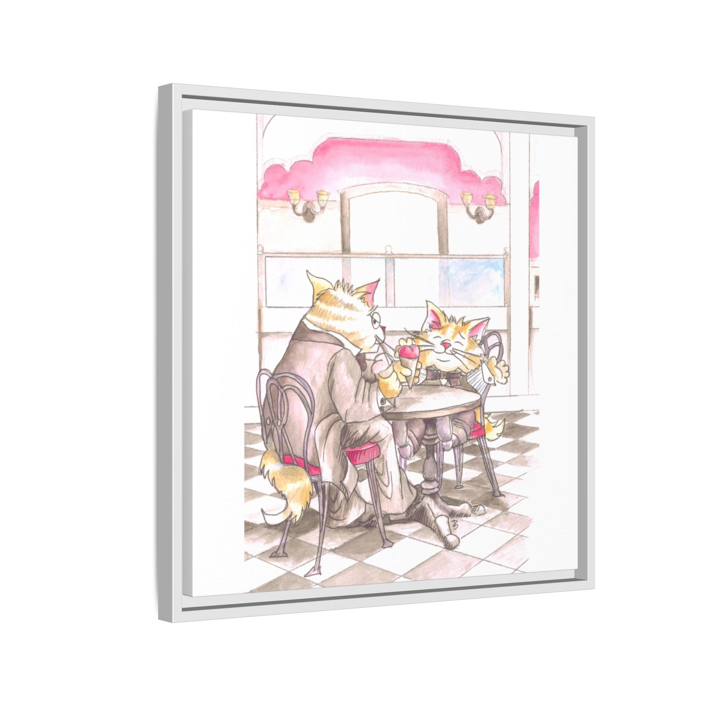 Kitty Fun Matte Canvas Framed