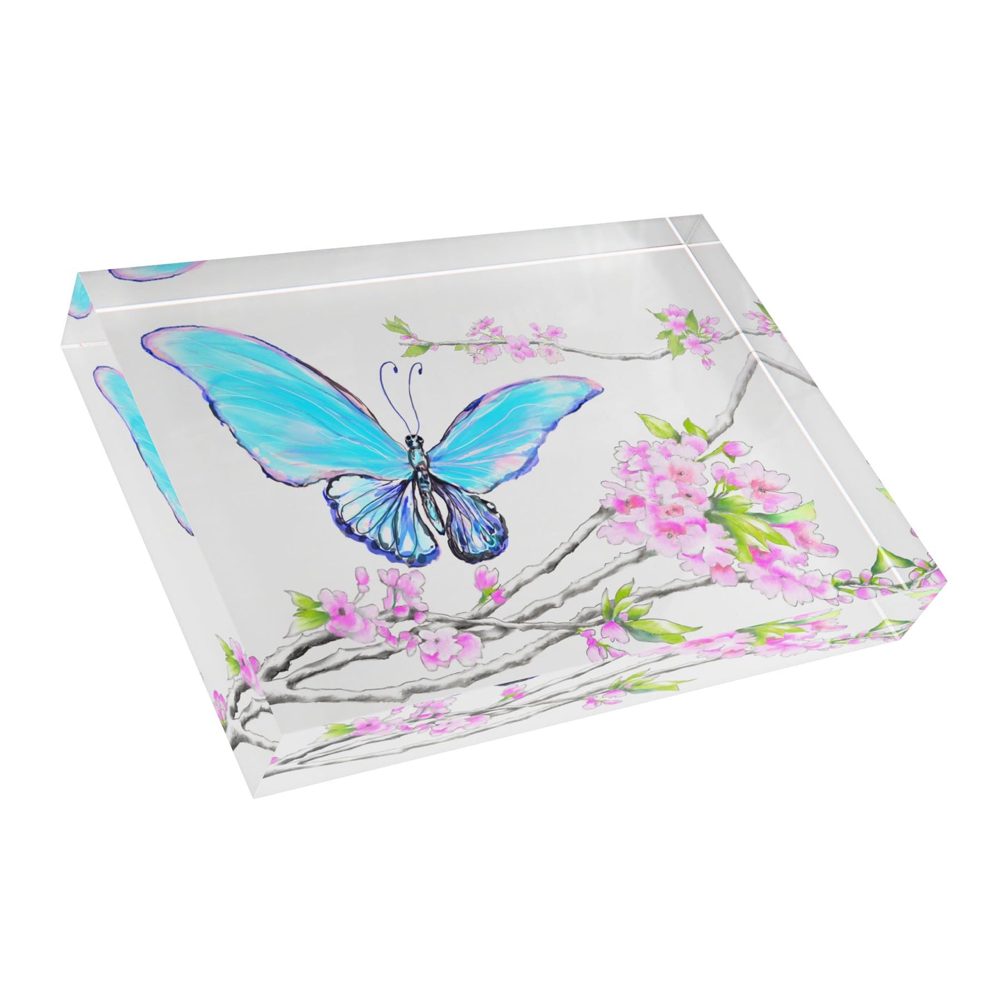 Blossom Whirl Acrylic Block Blue