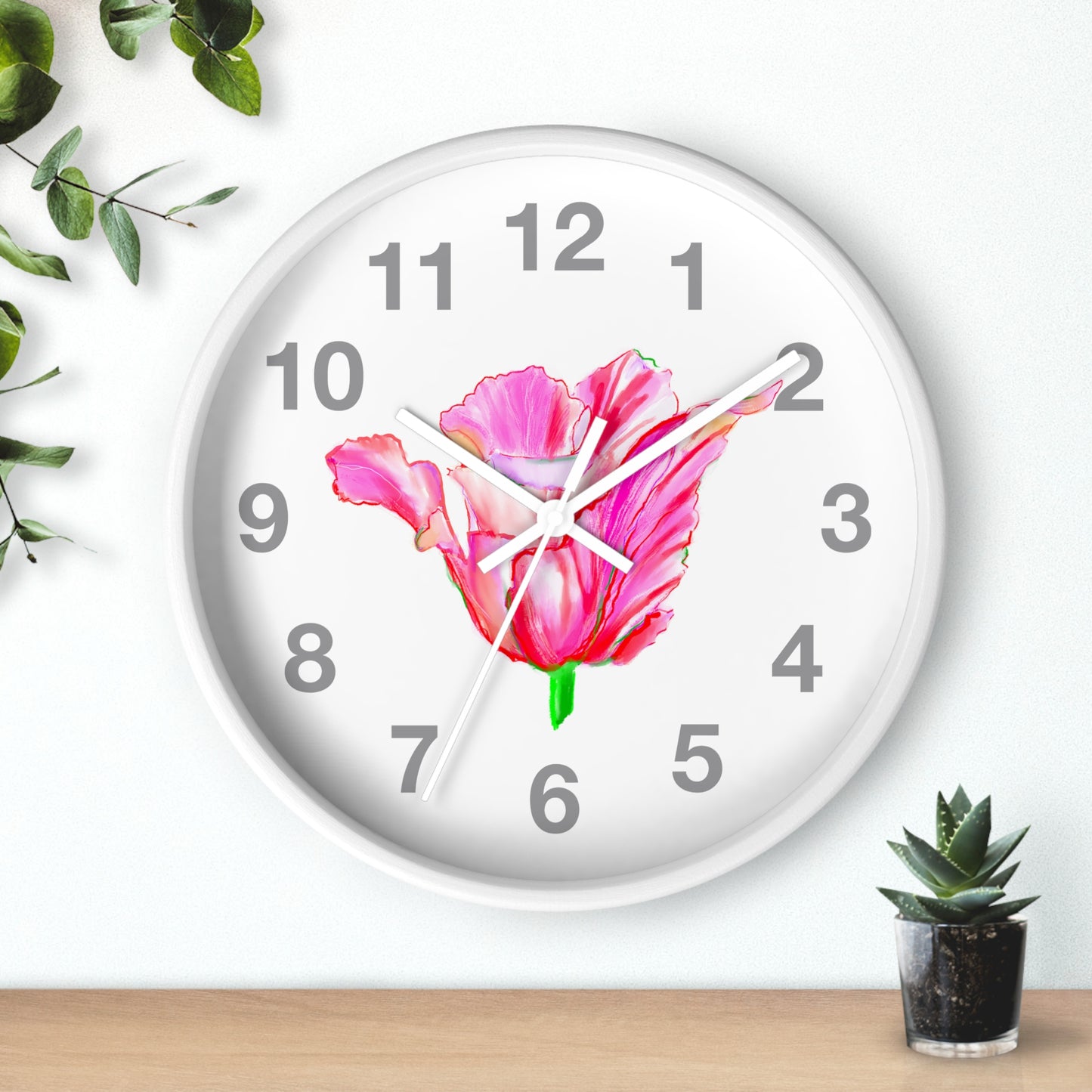 Kitchen & Dining, Office Tulip Love Wall Clock Pink Tulip