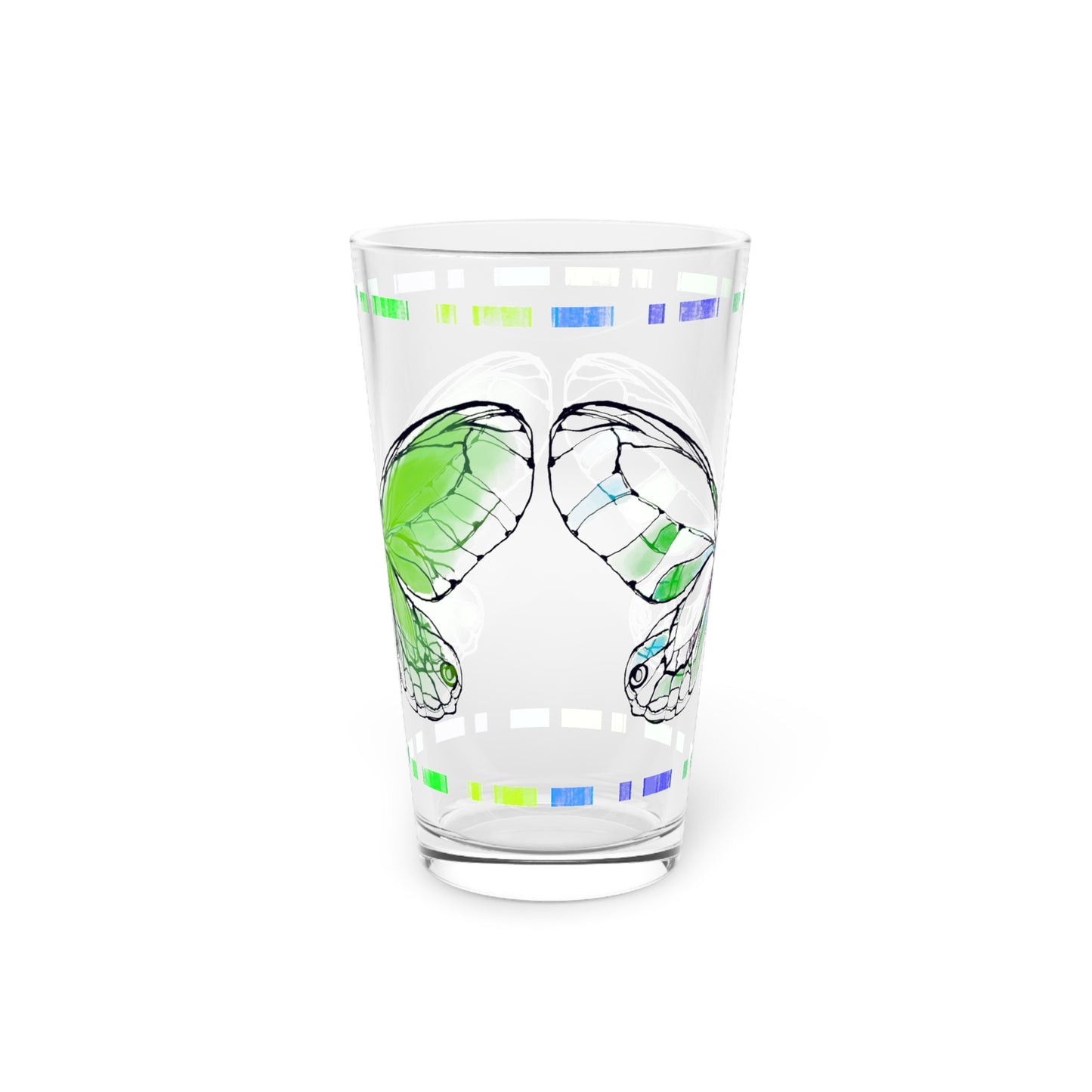 Butterfly Flutterstripe Pint Glass In Lime, 16oz