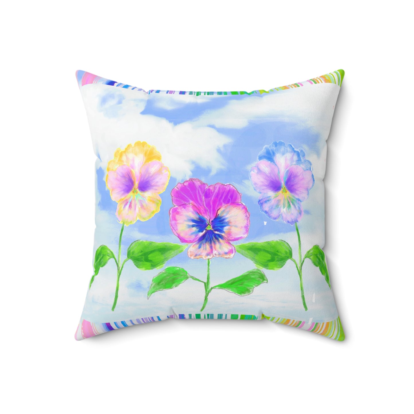 Flower Fun Pansy Spun Polyester Square Pillow