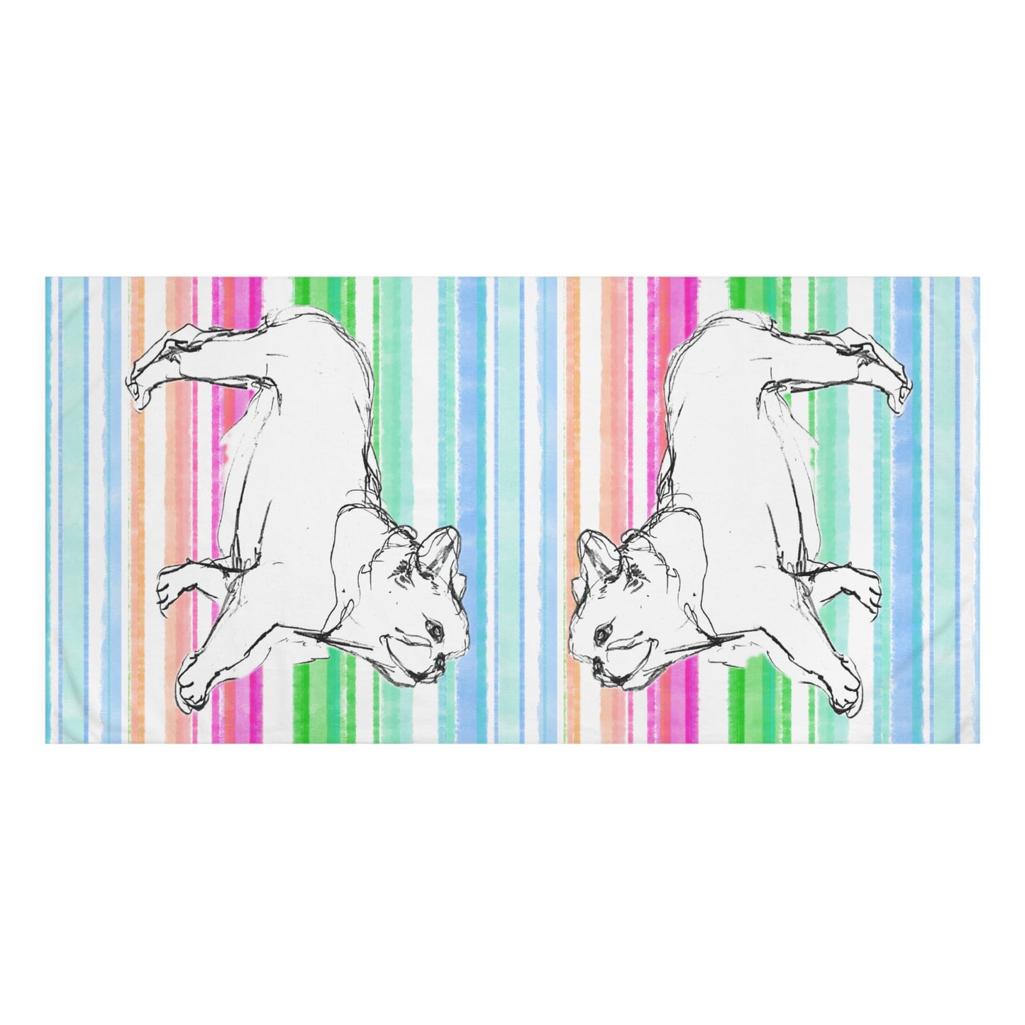 Dogi Fun, Bulldog with stripe Mink-Cotton Towel