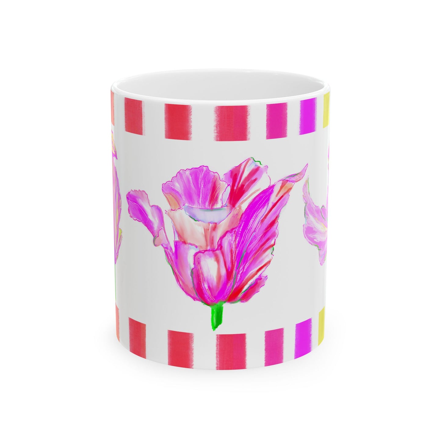 Tulip Love Ceramic Mug, (11oz, 15oz) Pinks
