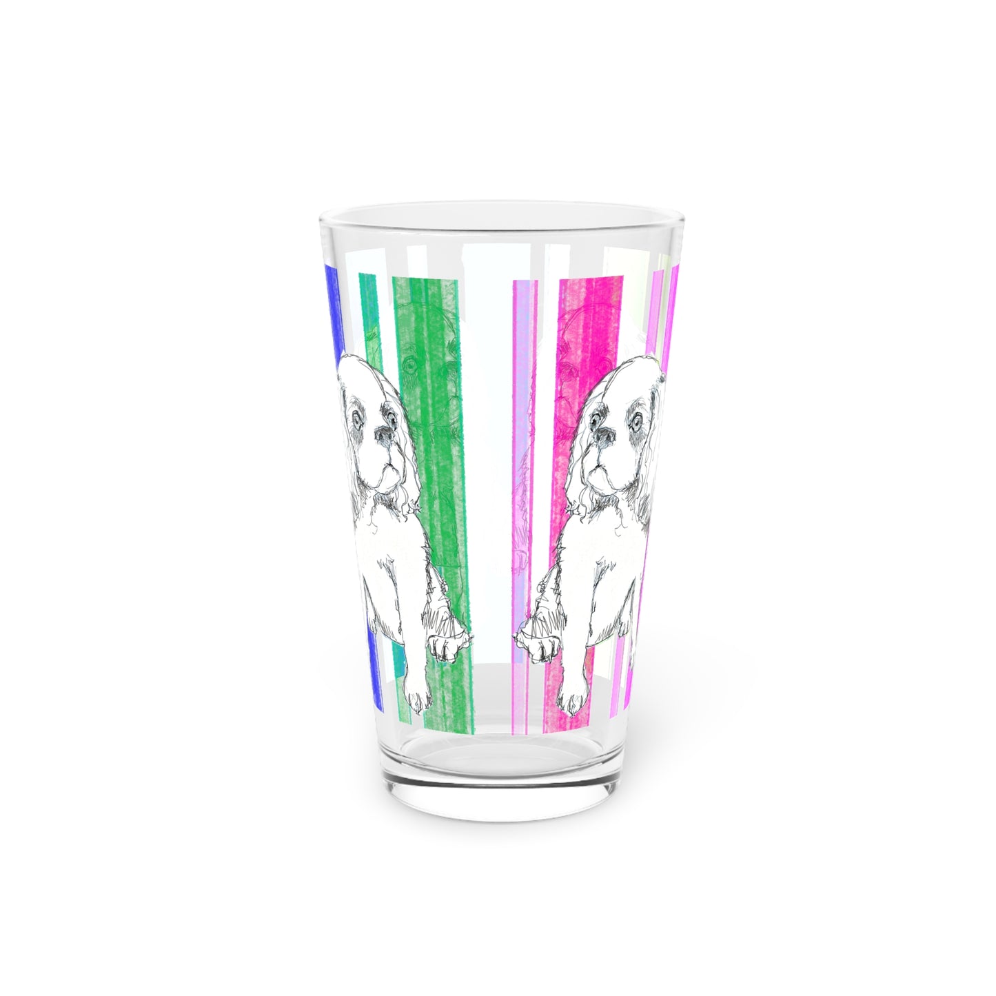Dogi Fun Pint Glass, 16 oz Cocker Spaniel