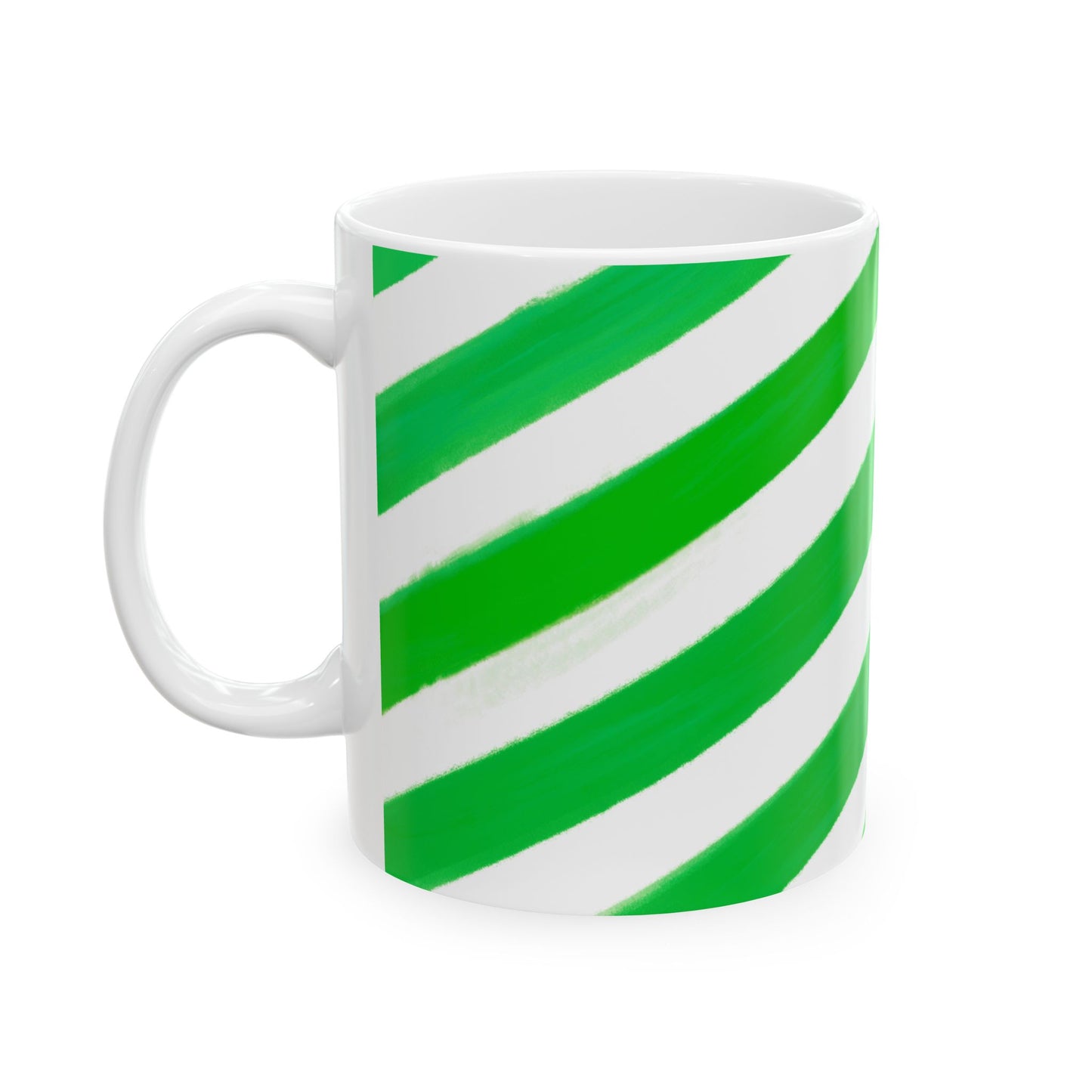 Diagonal Stripe Ceramic Mug in Commercial Green, 11oz