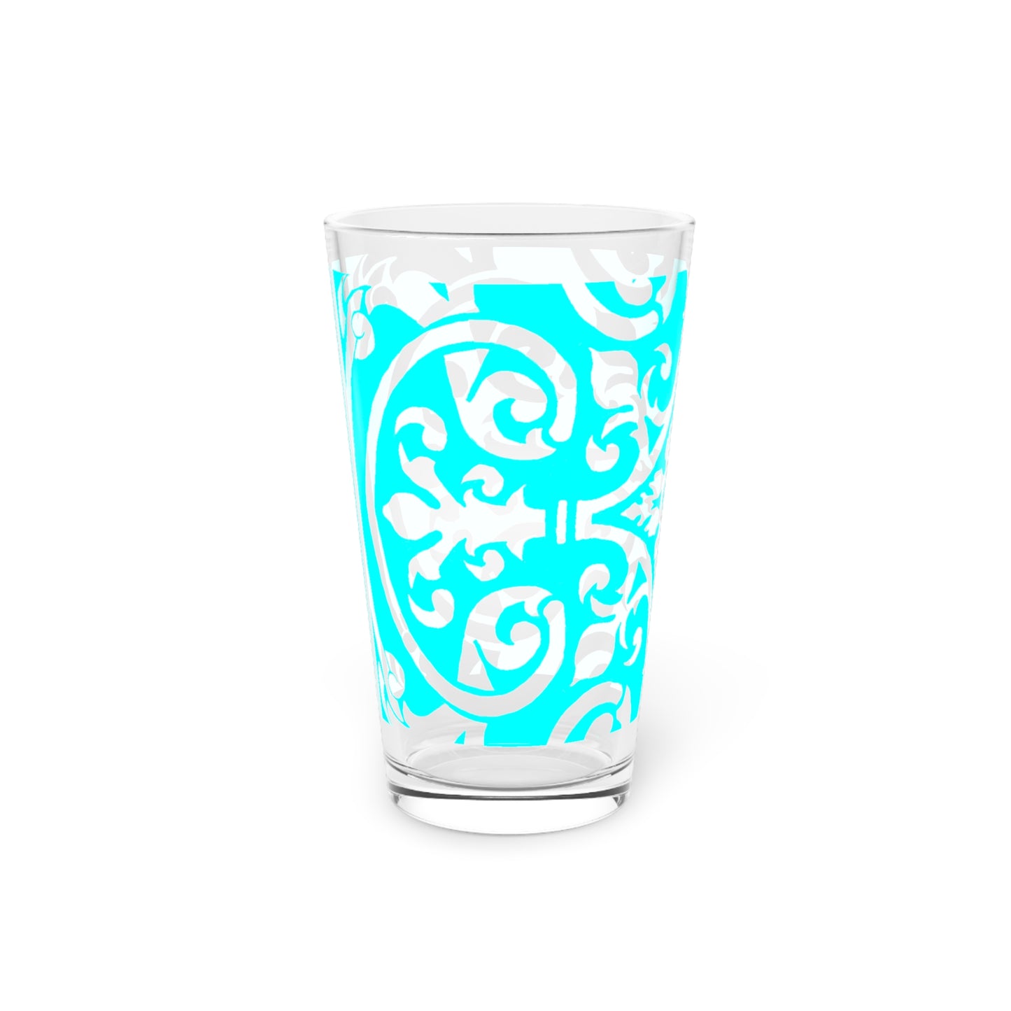Scrollwork Pint Glass Aqua