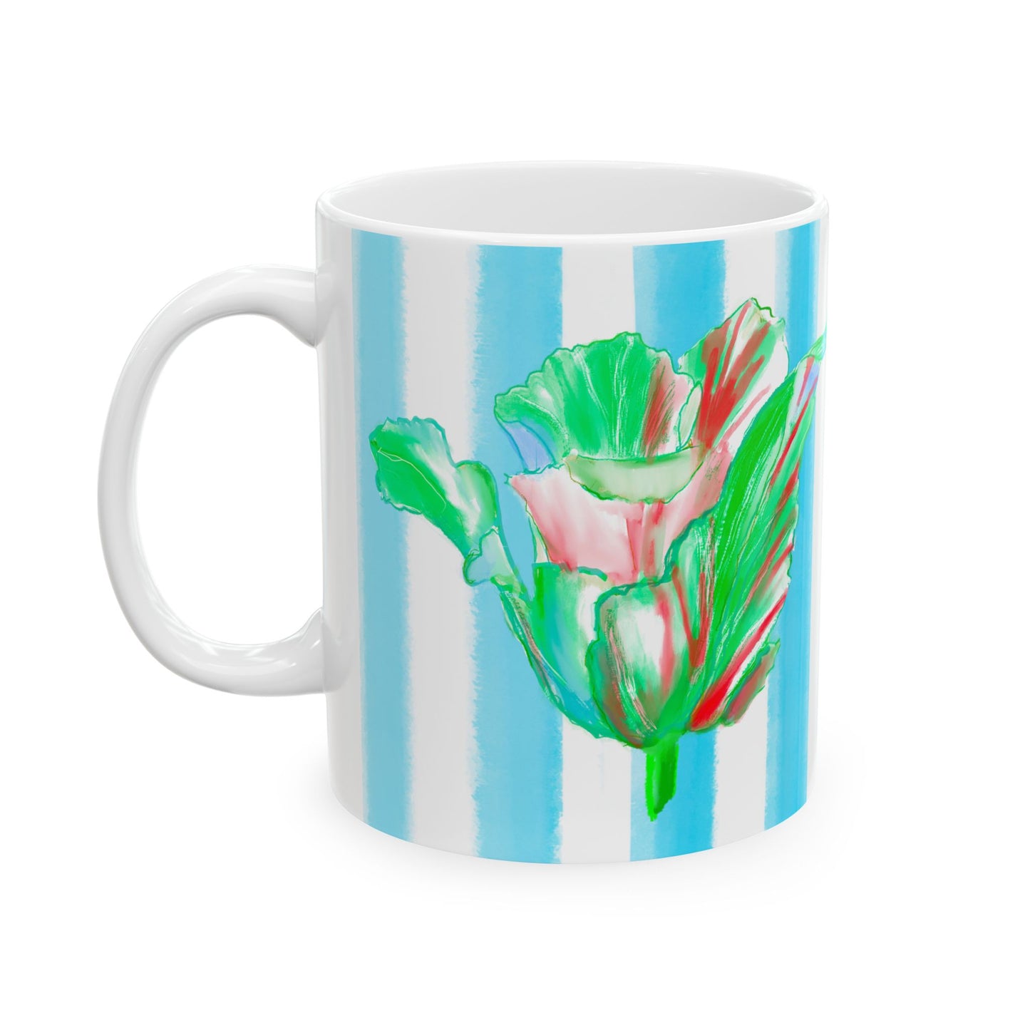 Dancing Tulips Mug Aqua Green