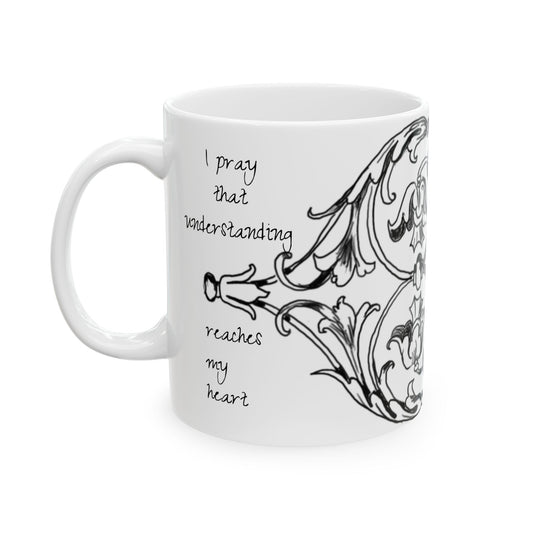 Scrollwork Ceramic Mug Black and White "I pray that...