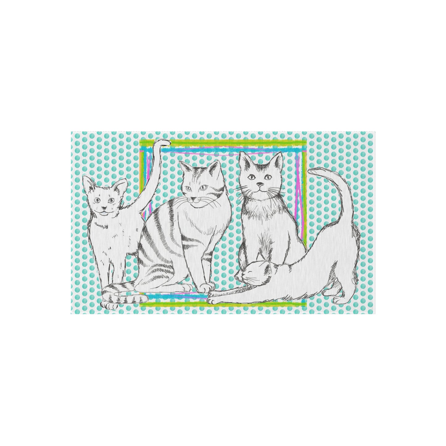 Kitty Fun indoor/Outdoor Rug aqua