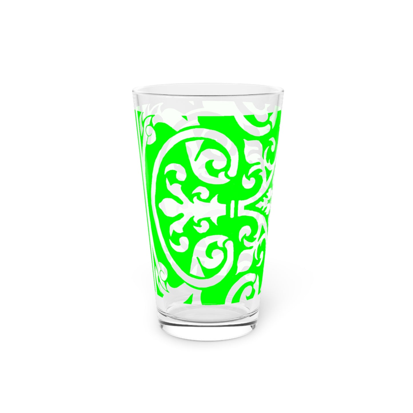 Scrollwork Pint Glass Bright Green