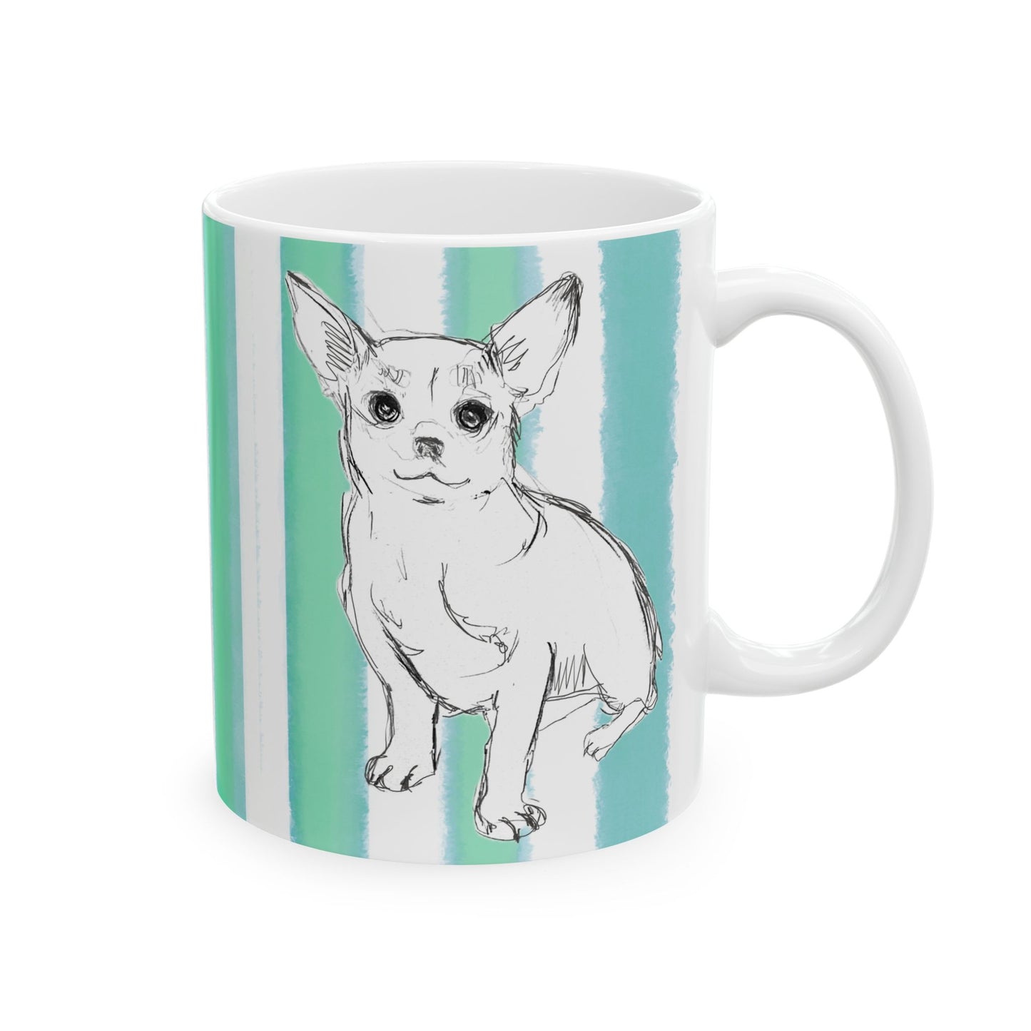 Mugs Dog Fun with Aqua Green Stripes