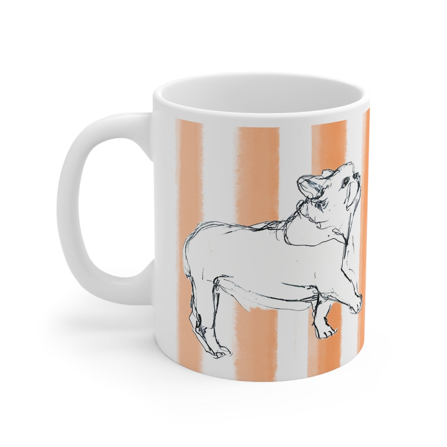 Dogi Fun Ceramic Mug in Orange, 11oz Bulldog