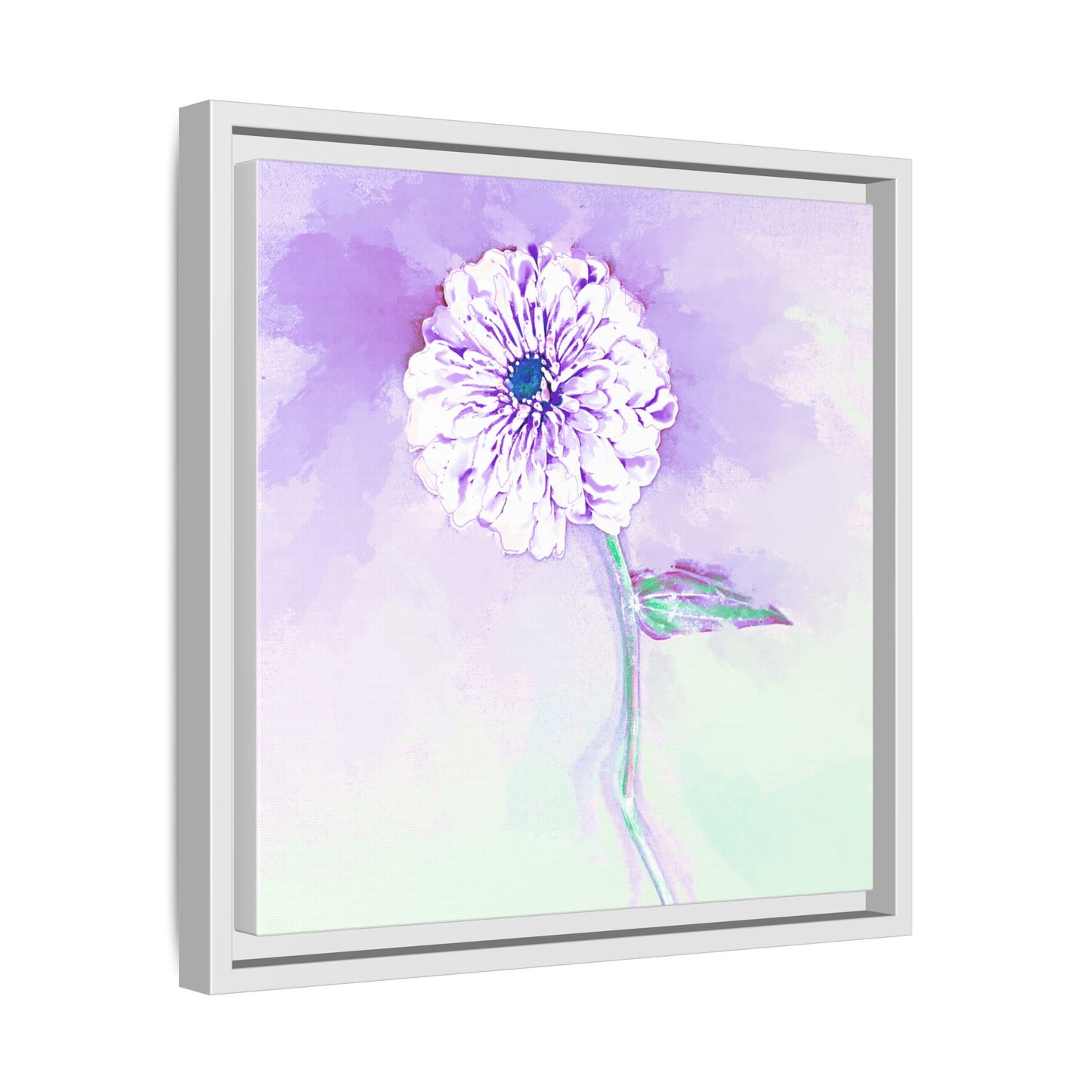 Zinnia Color Splash Matte Canvas Lilac Framed
