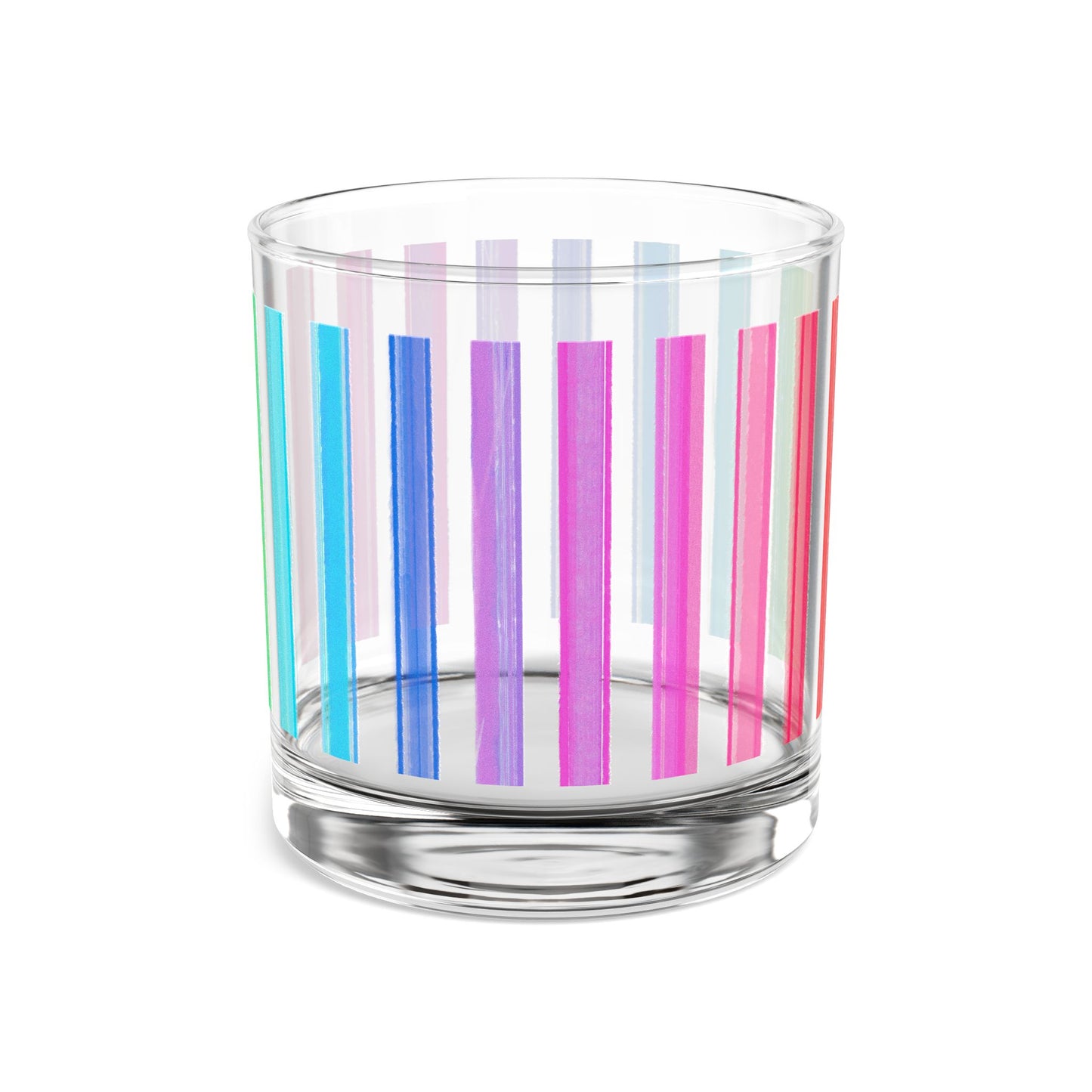 Rainbow Stripes Rocks Glass, 10oz
