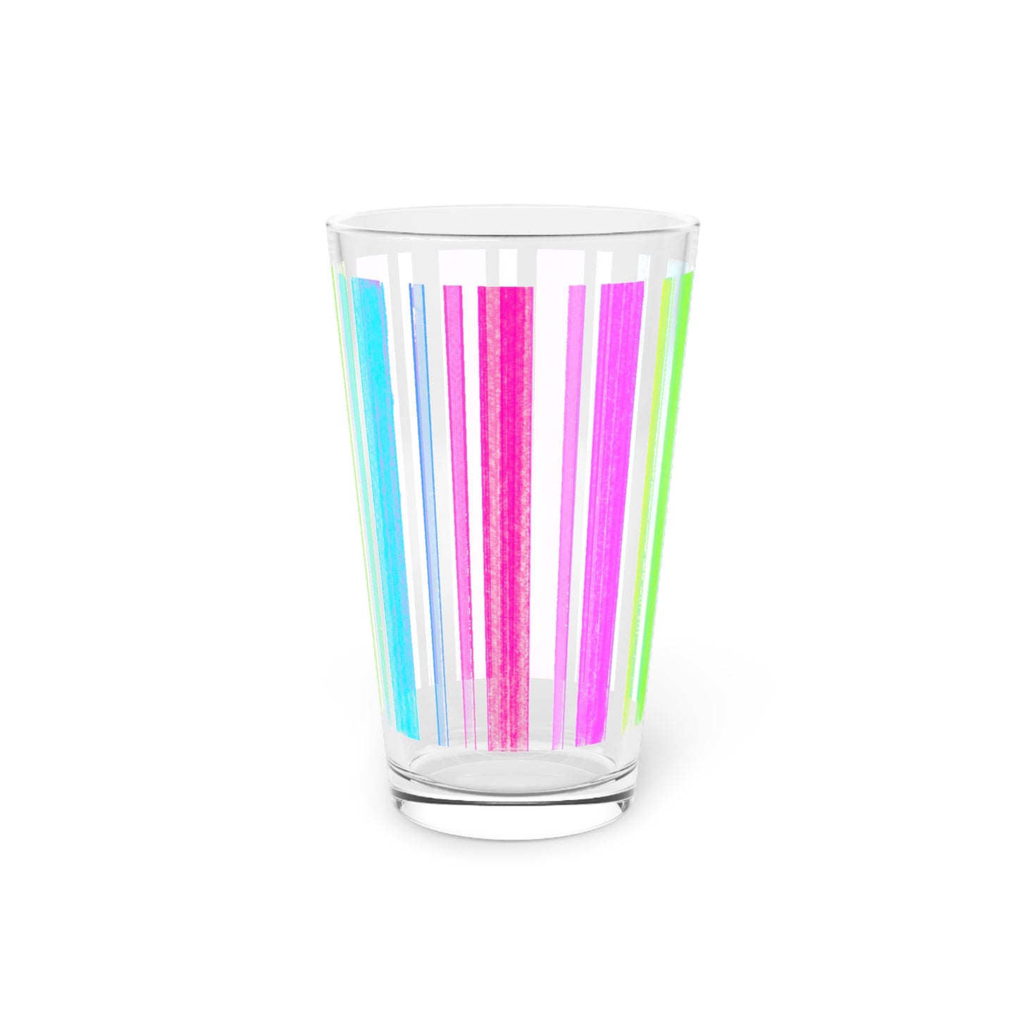 Butterfly Flutterstripe  Pint Glass, 16oz, Pink, Green, Aqua