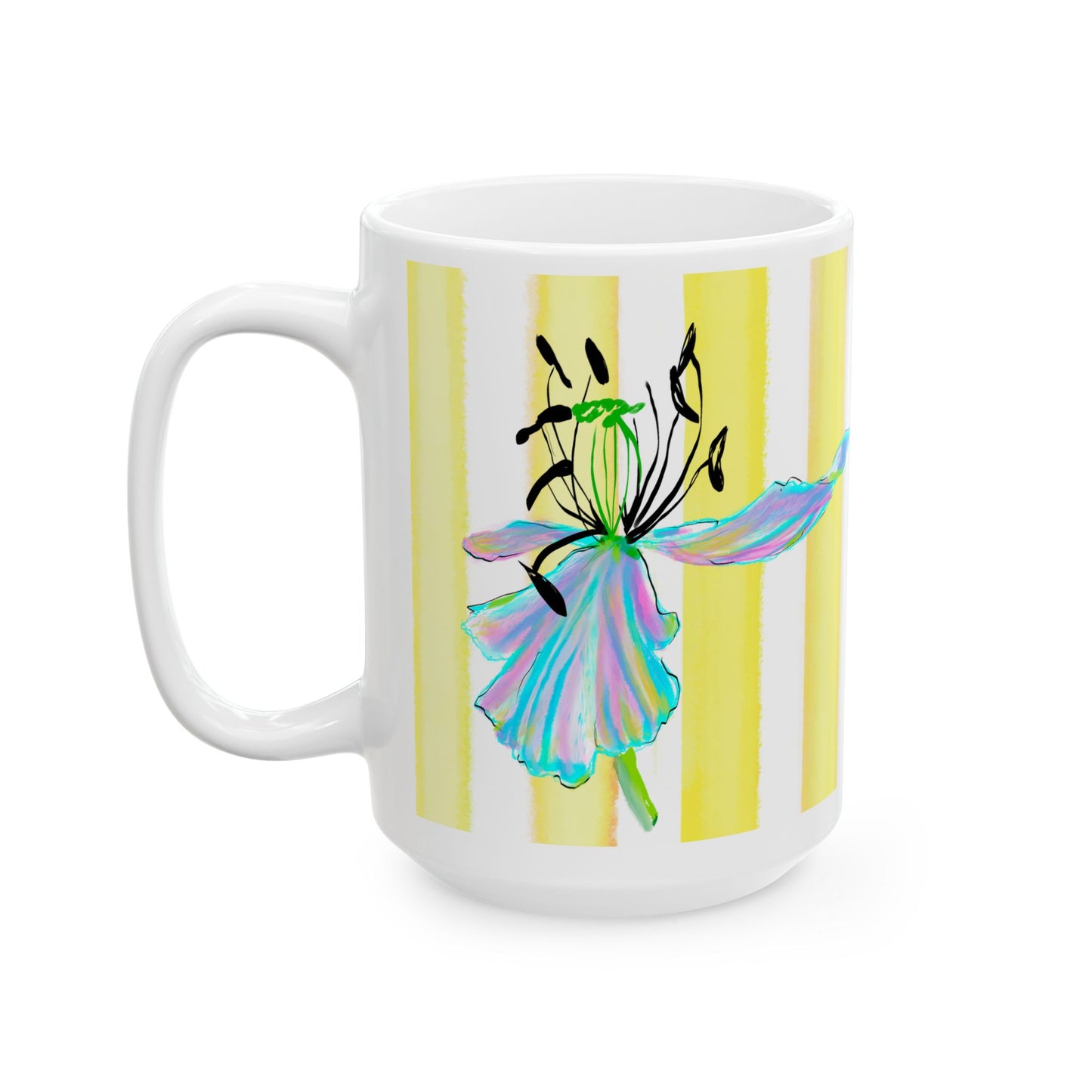 Dancing Tulips Mug Yellow Blue