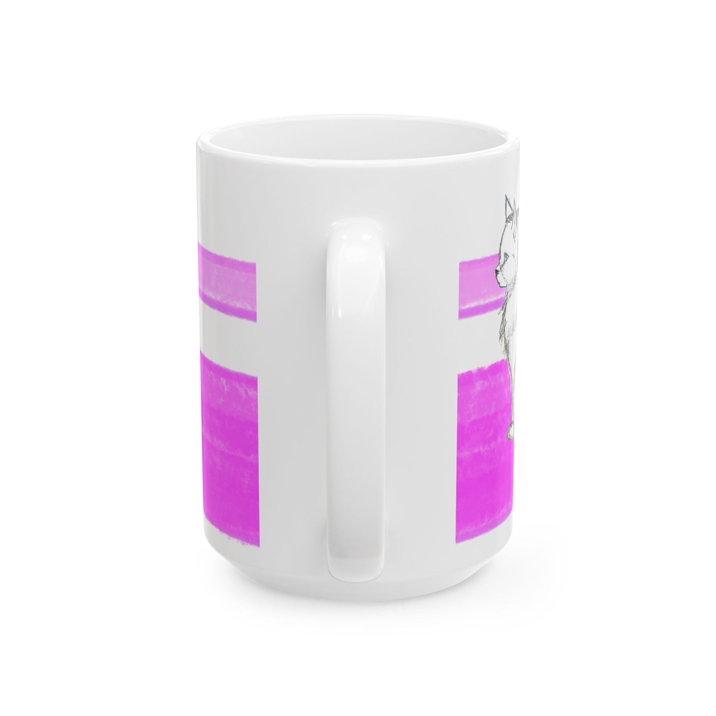 Mega Stripe Kitty Butterfly Flutter Ceramic Mug Purplish Pink