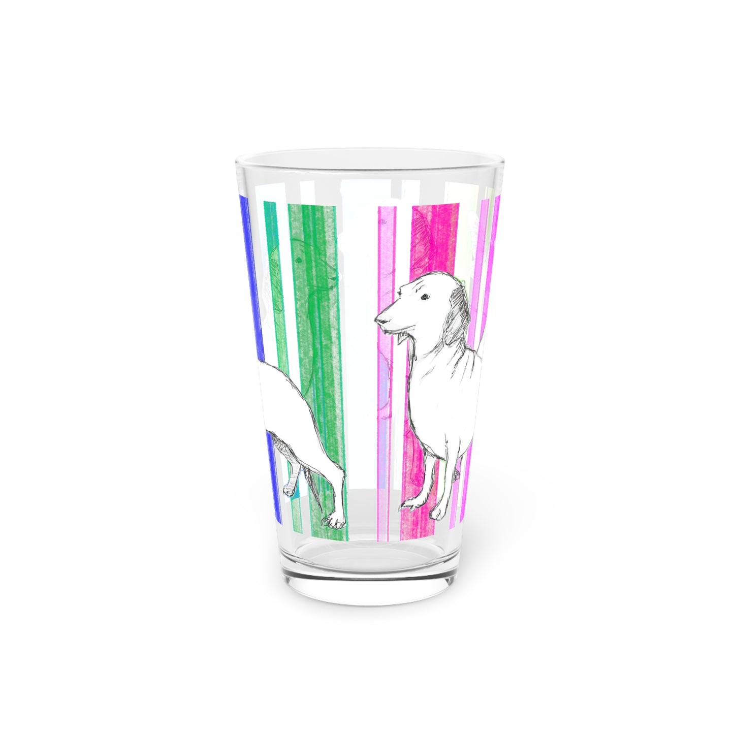 Dogi Butterfly Flutter Pint Glass in Multi-color, 16oz, Dachshunds