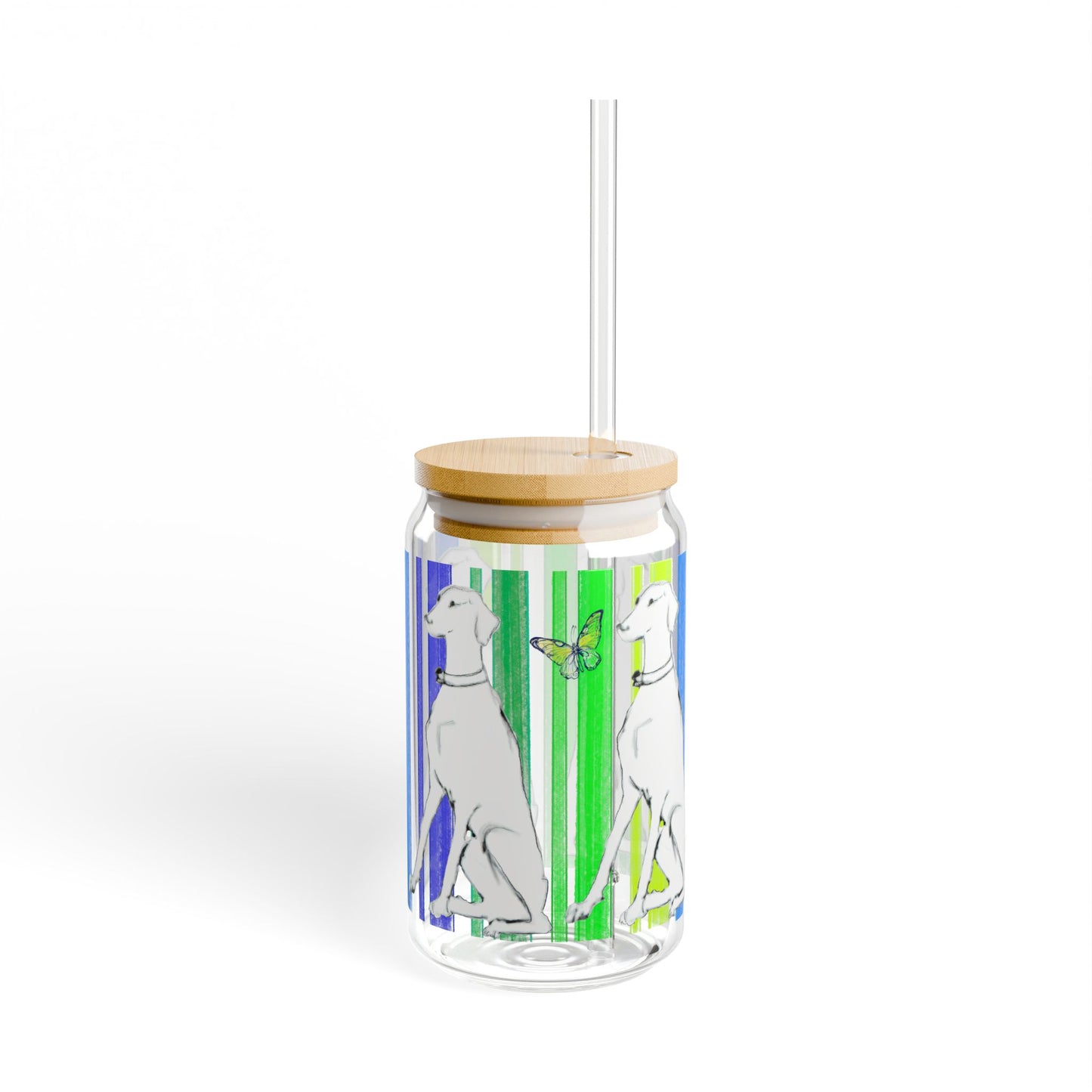 Dogi Butterfly Flutter  Sipper Glass, 16oz, Tall Dog