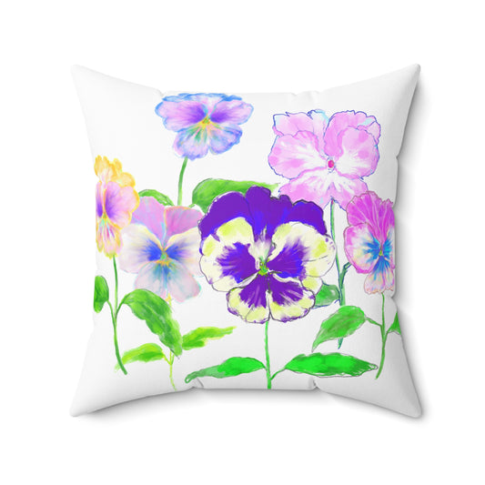 Flower Fun Spun Polyester Square Pillow