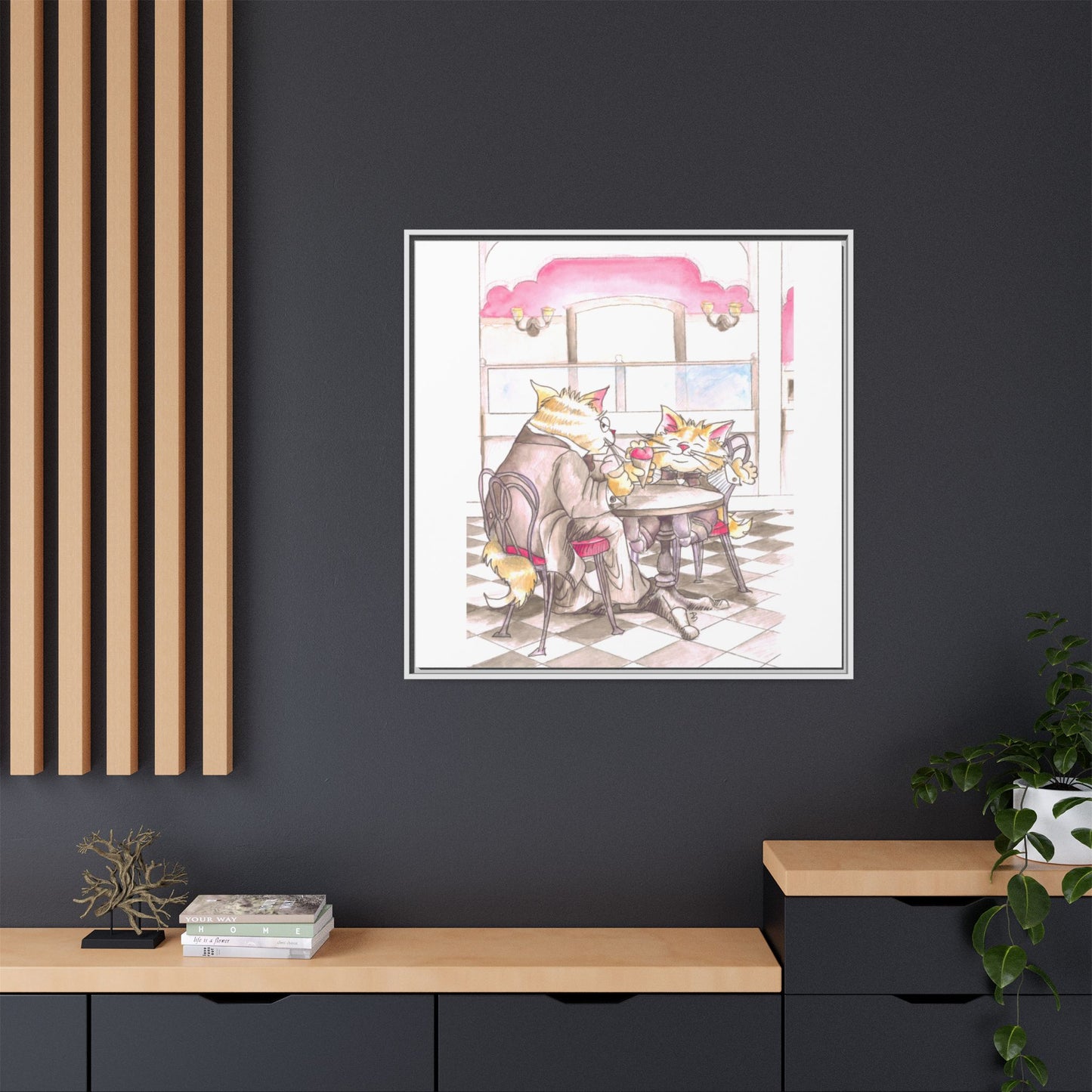 Kitty Fun Matte Canvas Framed