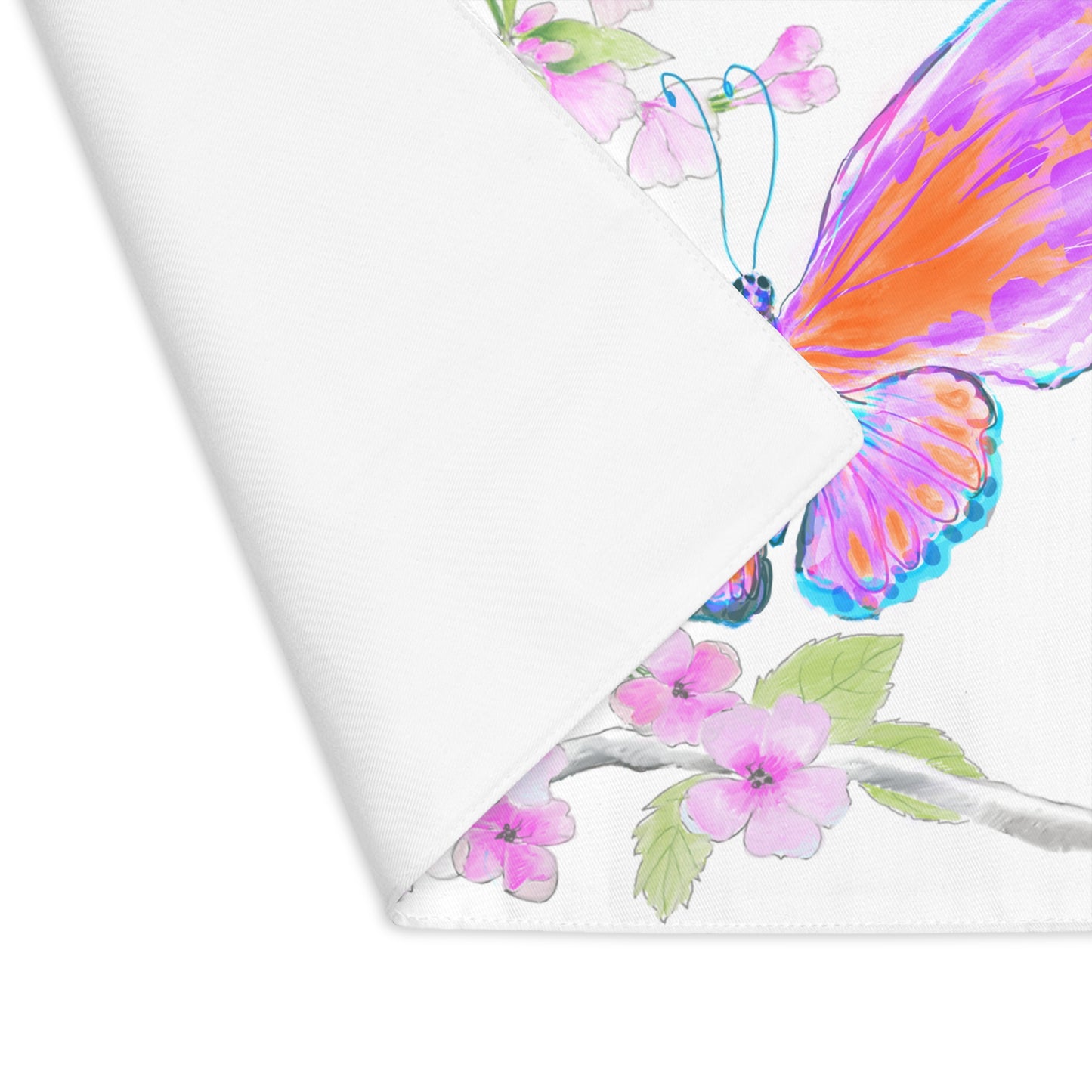 Butterfly Blossom Glide Cotton Twill, Creamier White, Placemat, 1pc Pink #10