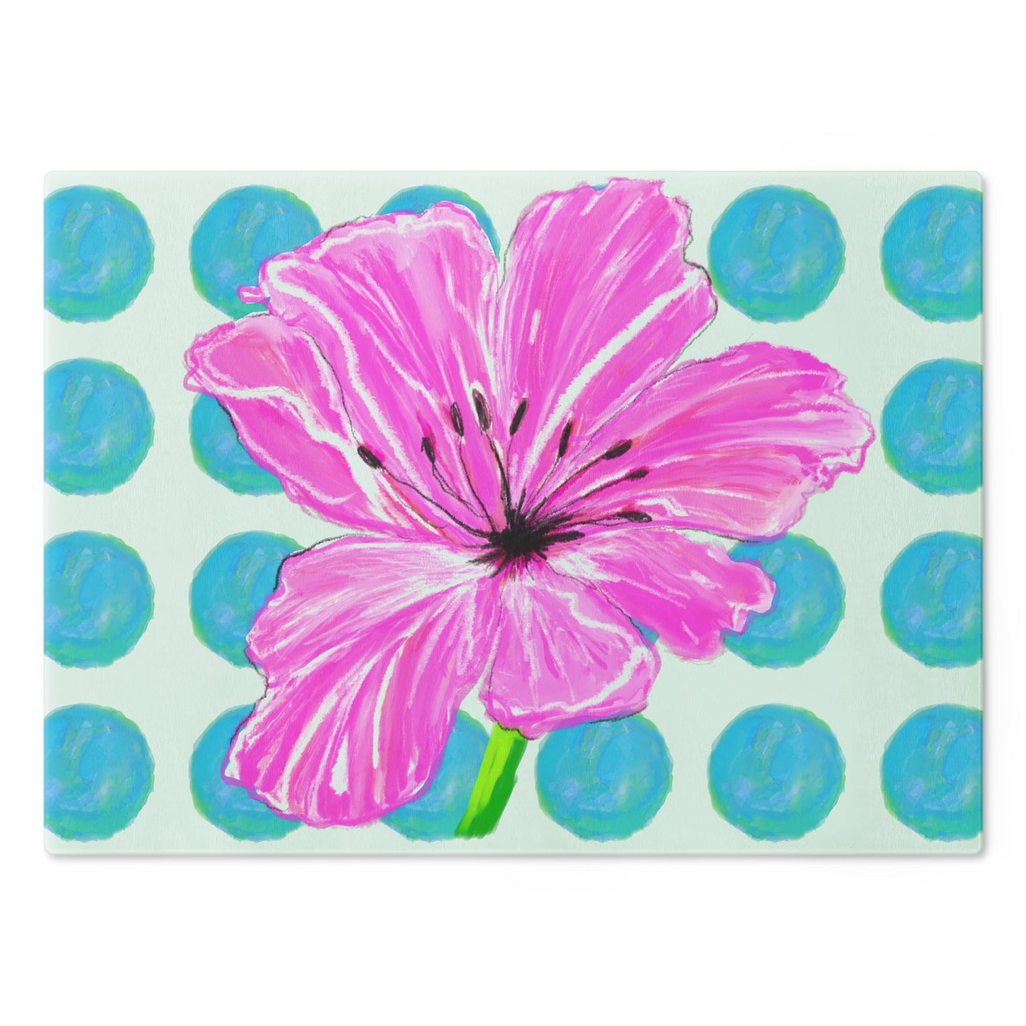 Dancing tulips Cutting Board Aqua Polka Dots