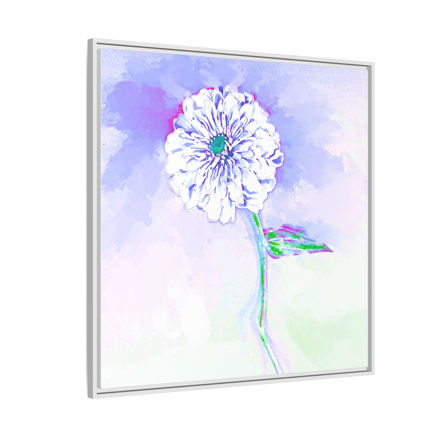 Zinnia Color Splash Matte Canvas Periwinkle Framed