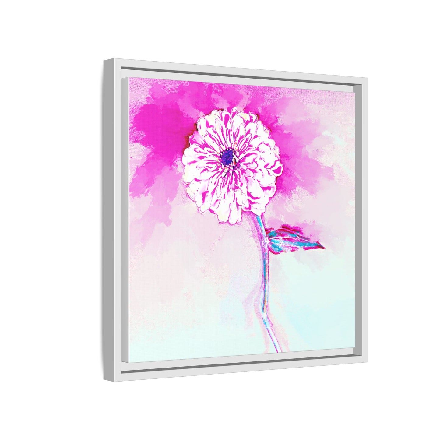 Zinnia Color Splash Matte Canvas Bright Raspberry Framed