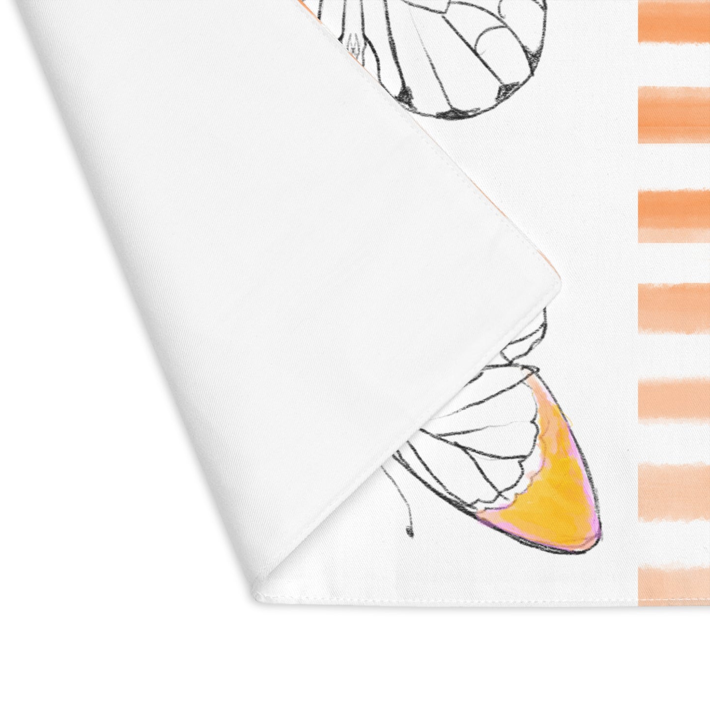 Butterfly Chroma Stripe Placemat, 1pc, Orange, Cotton(Fabric Background Creamy White)